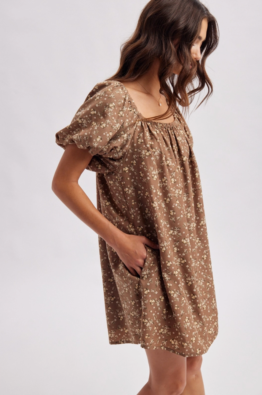 Floral Puff Sleeve Mini Dress