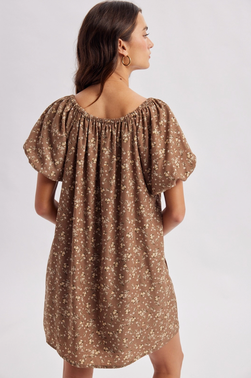 Floral Puff Sleeve Mini Dress