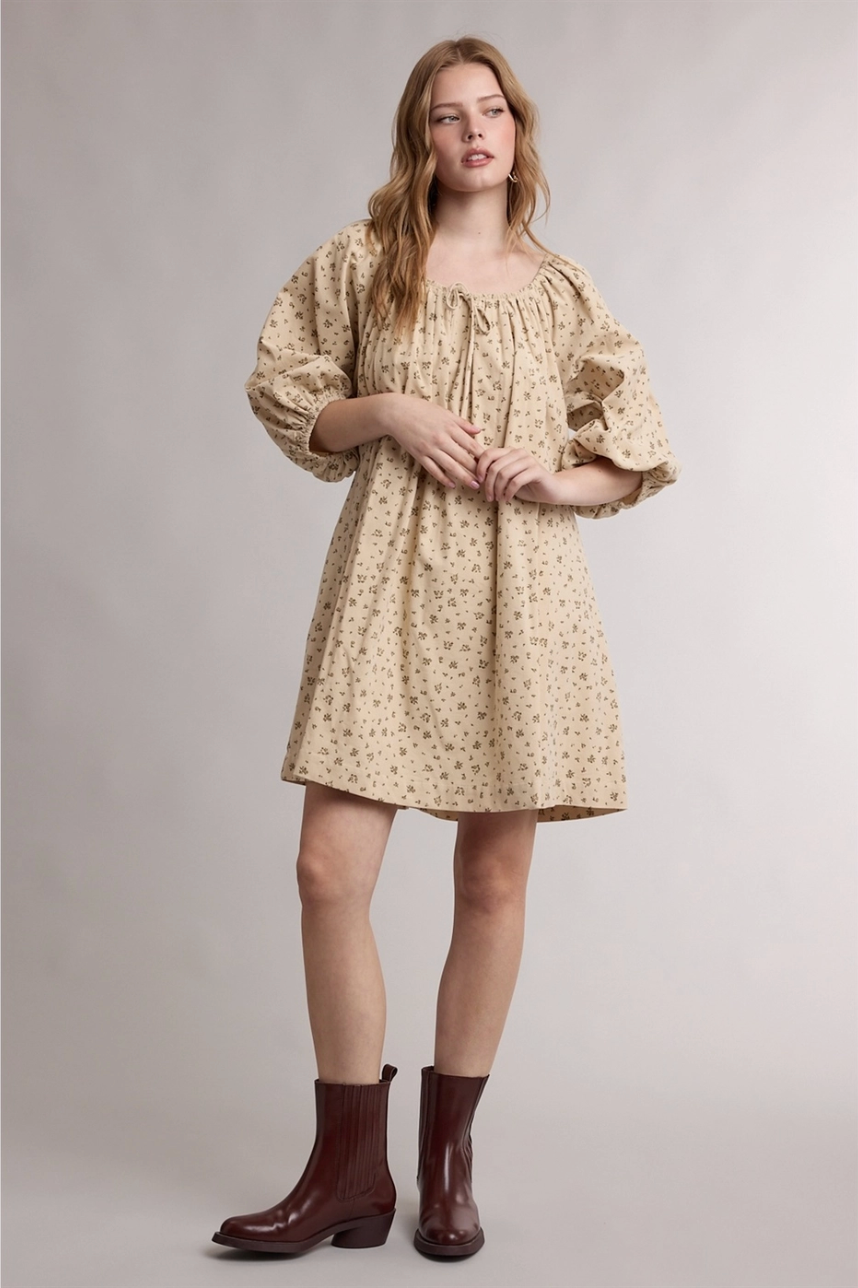 Floral Mini Corduroy Dress