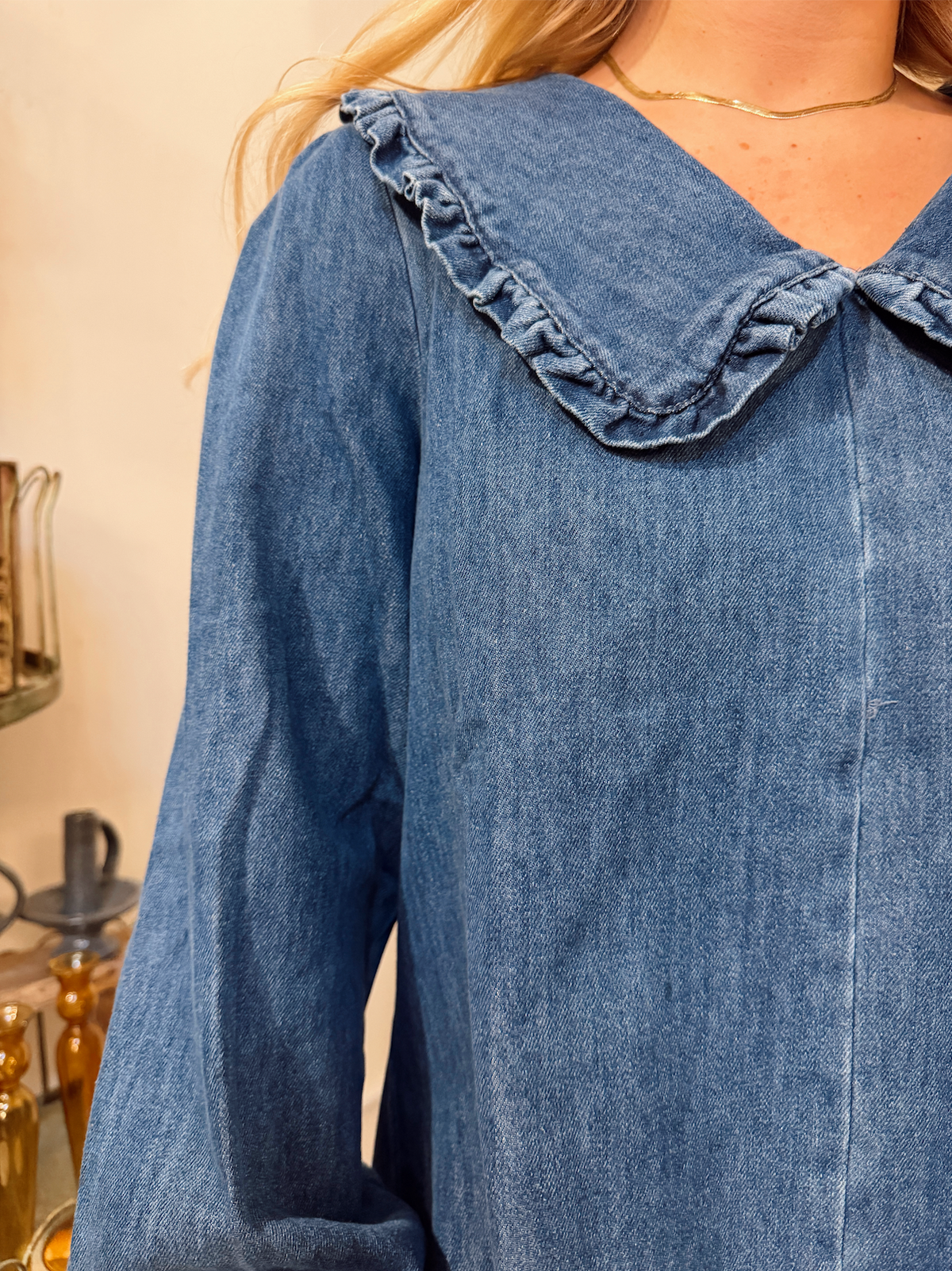 3047ND Peter Pan Collar Denim Dress