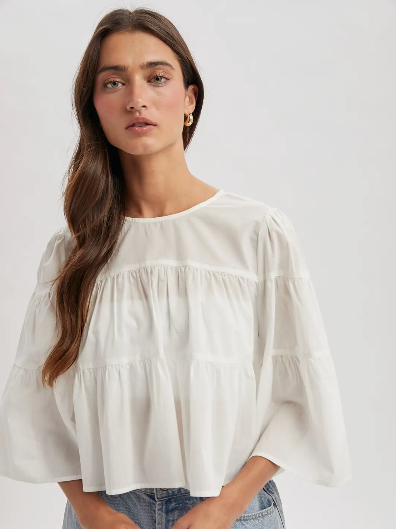 Tiered Relaxed Crop Blouse