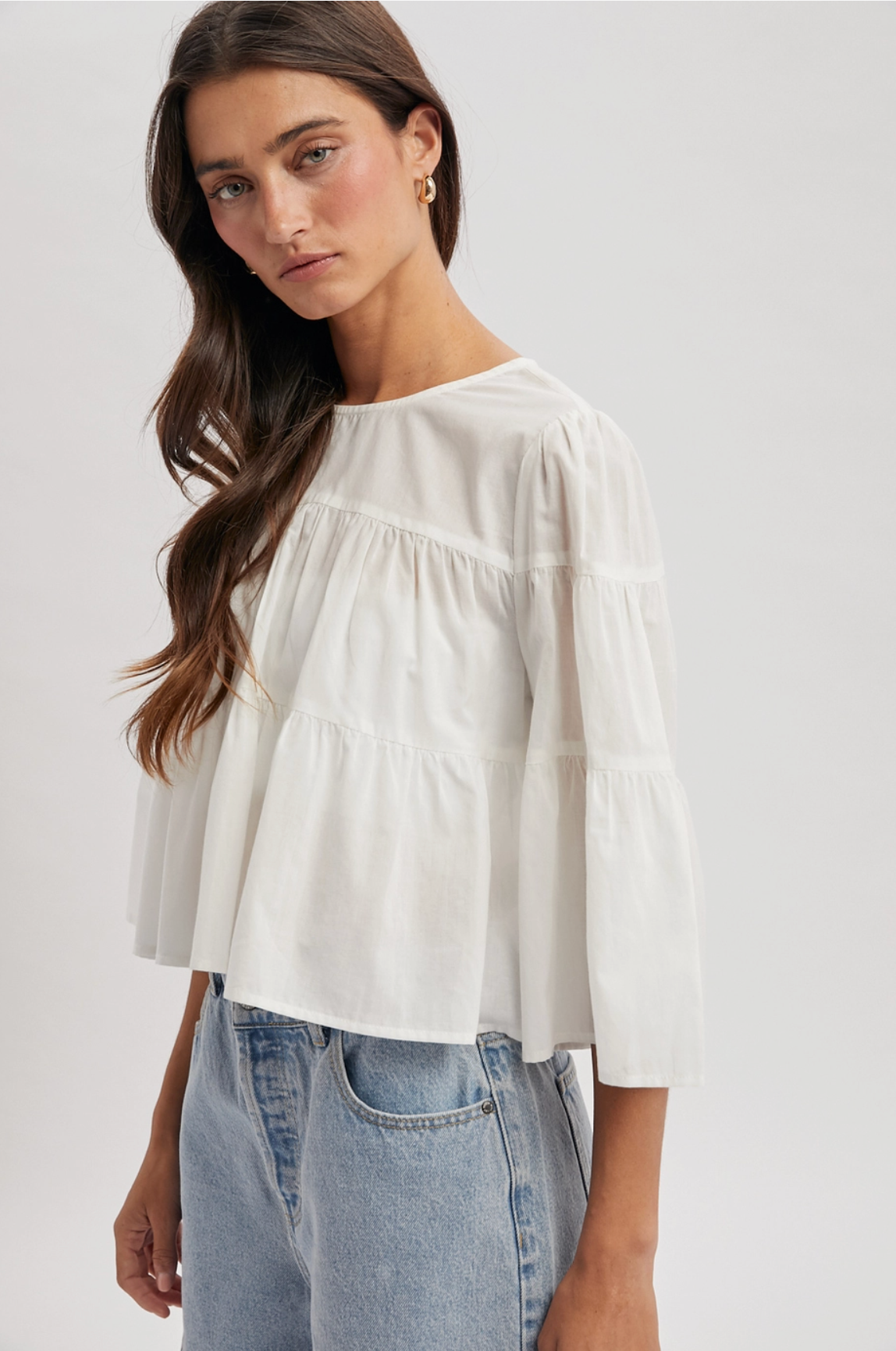 Tiered Relaxed Crop Blouse