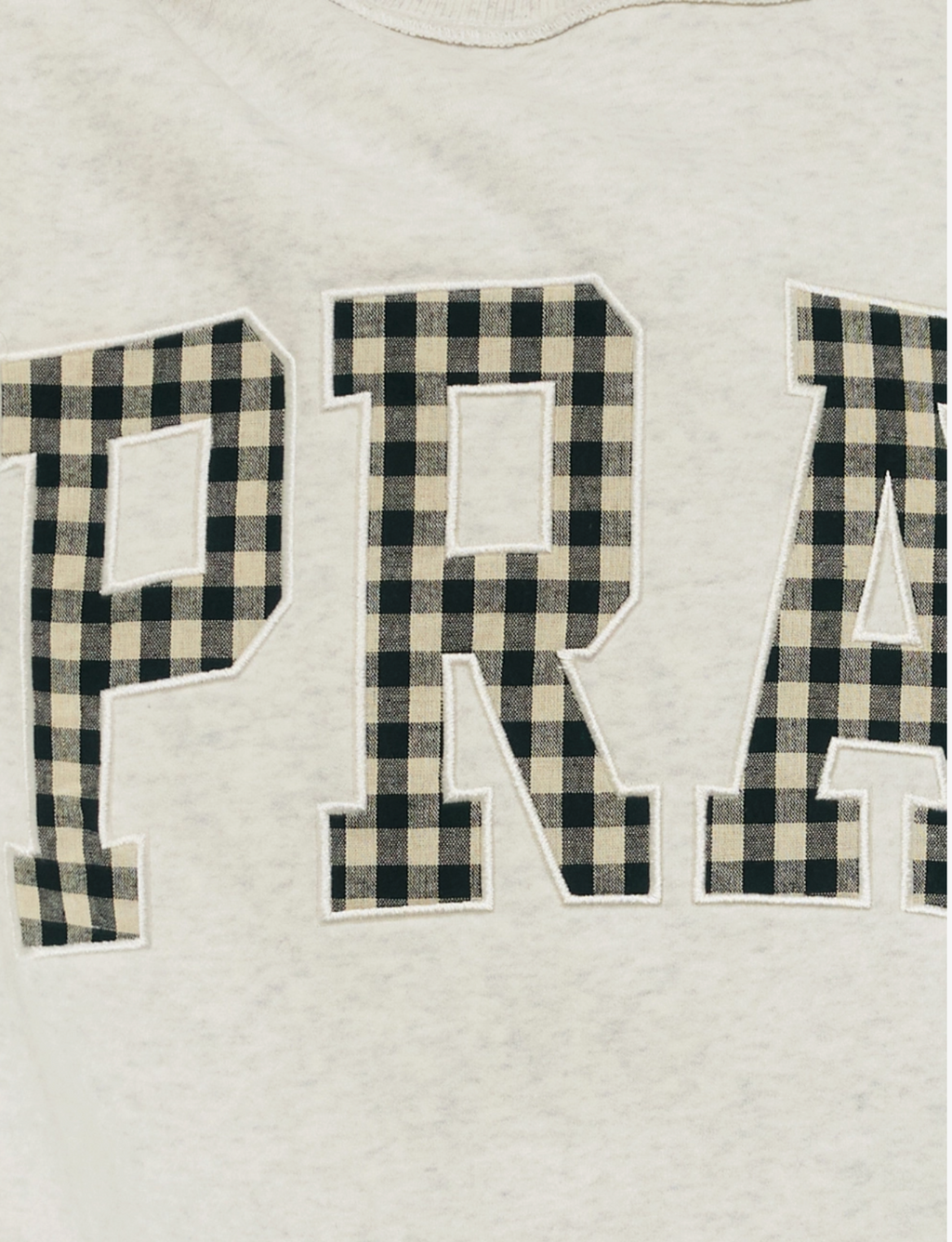 IT2594E-PRAYWT Gingham Pray Mock Neck