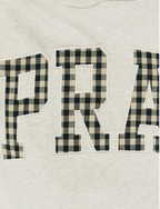 IT2594E-PRAYWT Gingham Pray Mock Neck