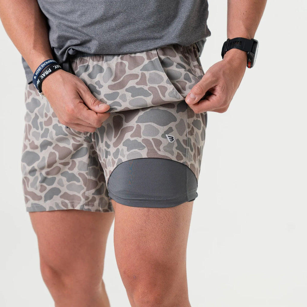 Athletic Short - Classic Deer Camo - Grey Liner 7"