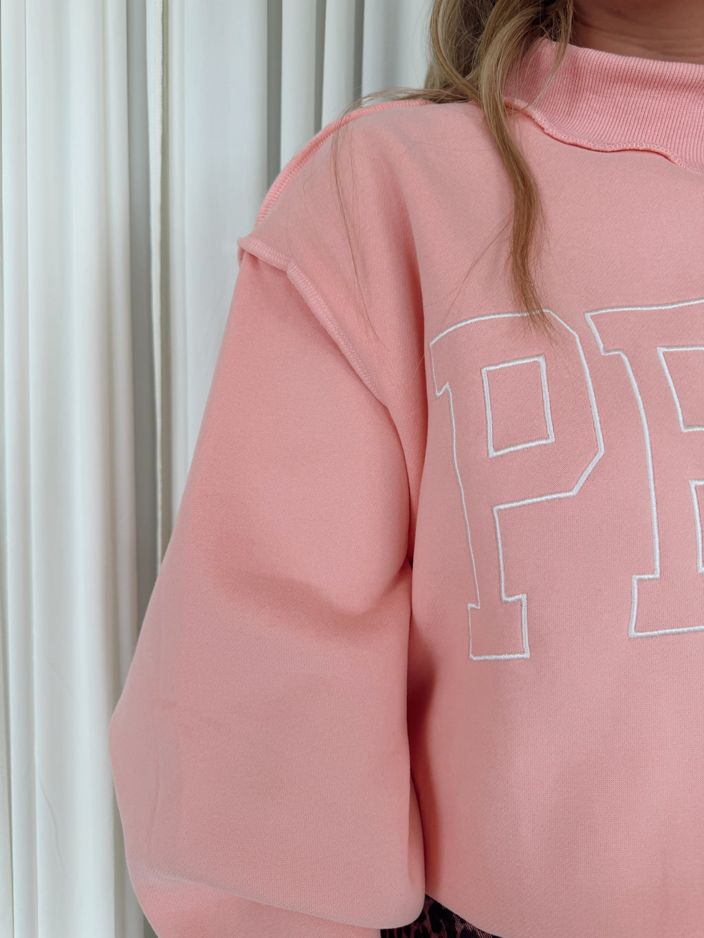 Embroidered Mock Neck Sweatshirt