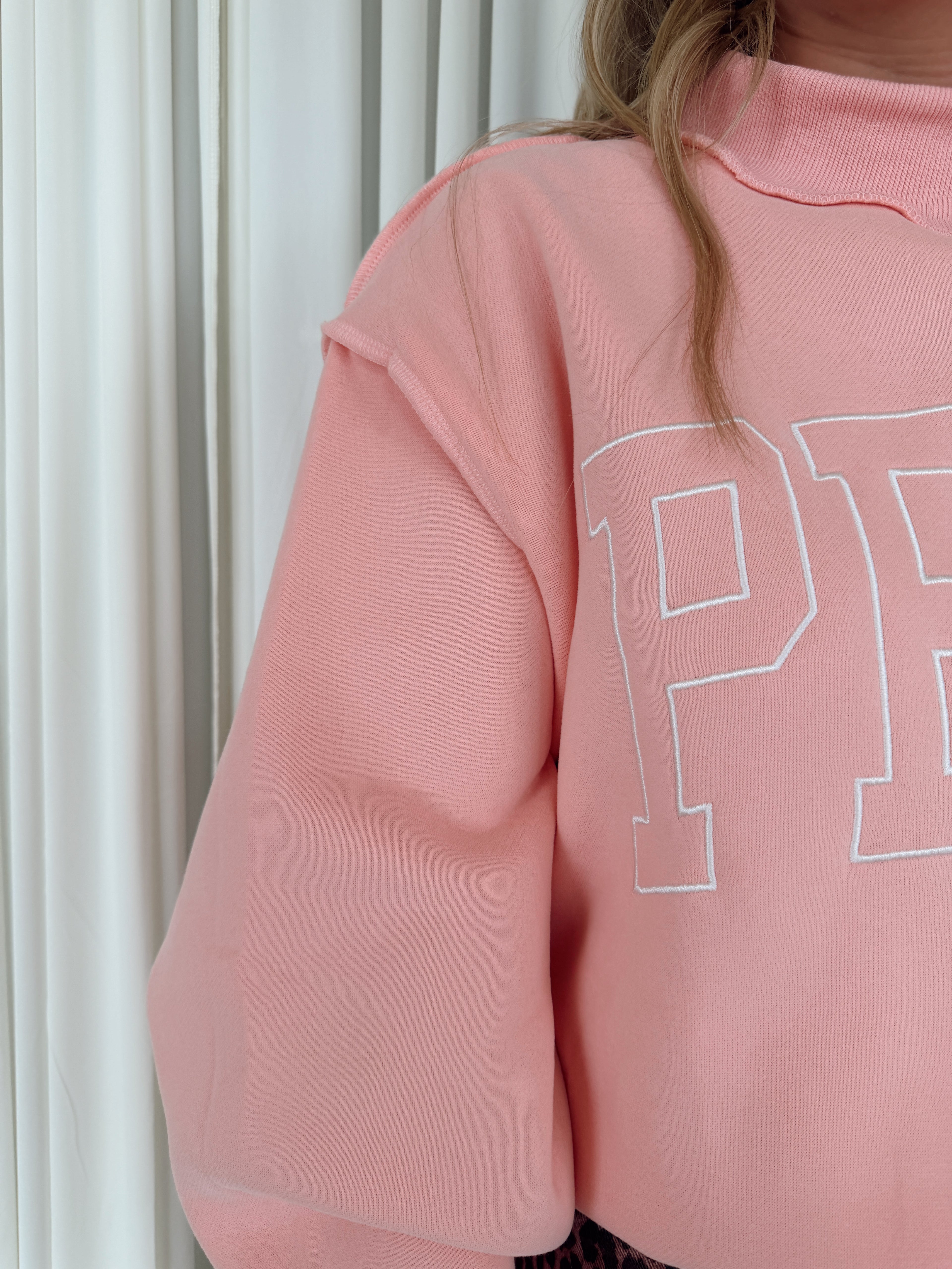Embroidered Mock Neck Sweatshirt