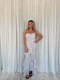 Chiffon Strapless Ruffled Maxi Dress