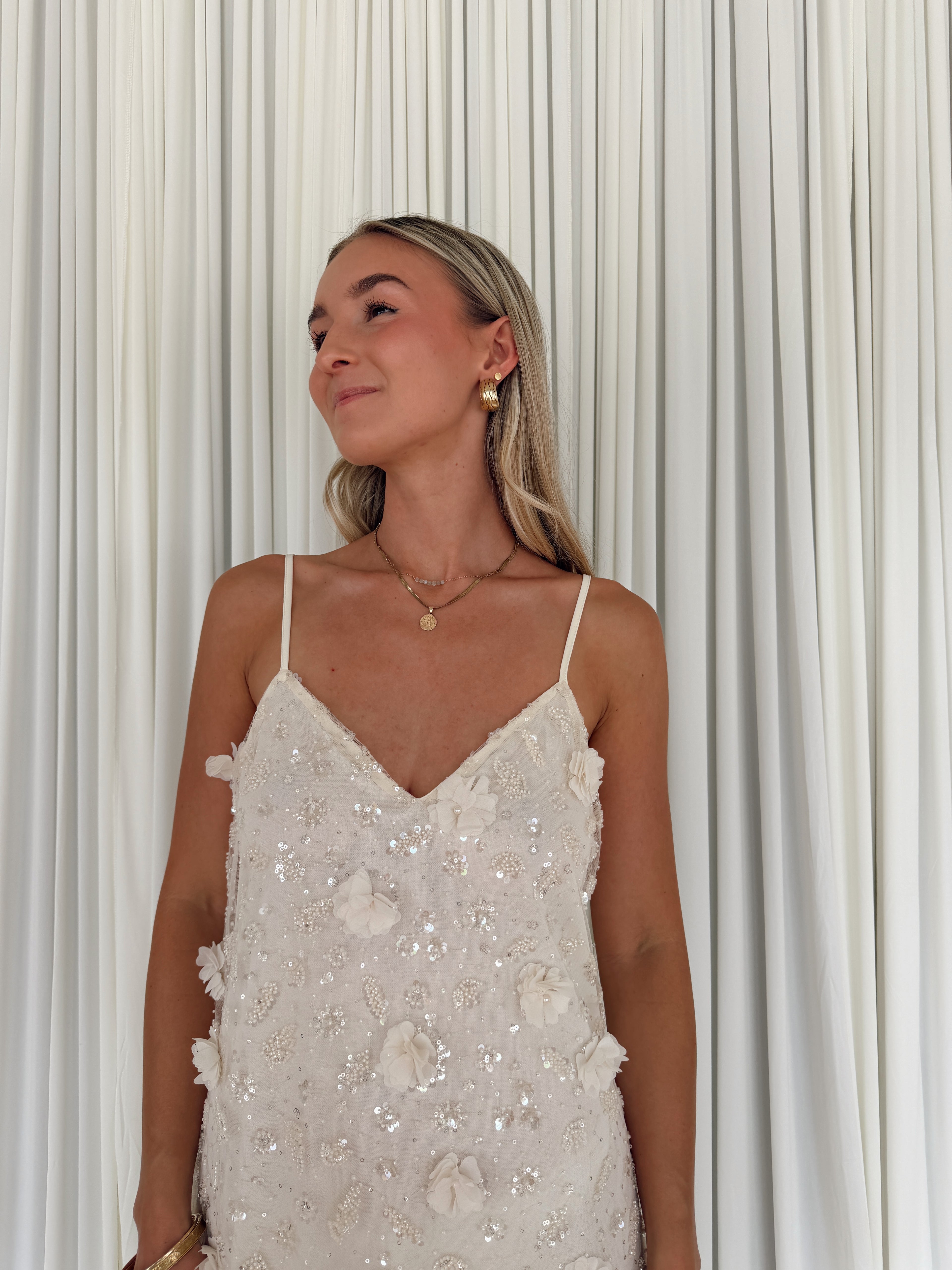 Floral Sequin Embellished Slip Dress
