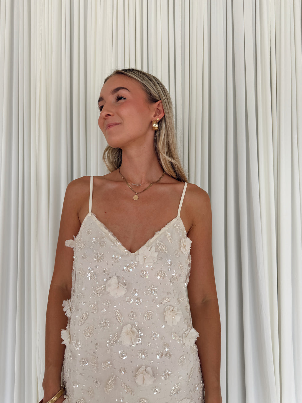 Floral Sequin Embellished Slip Dress