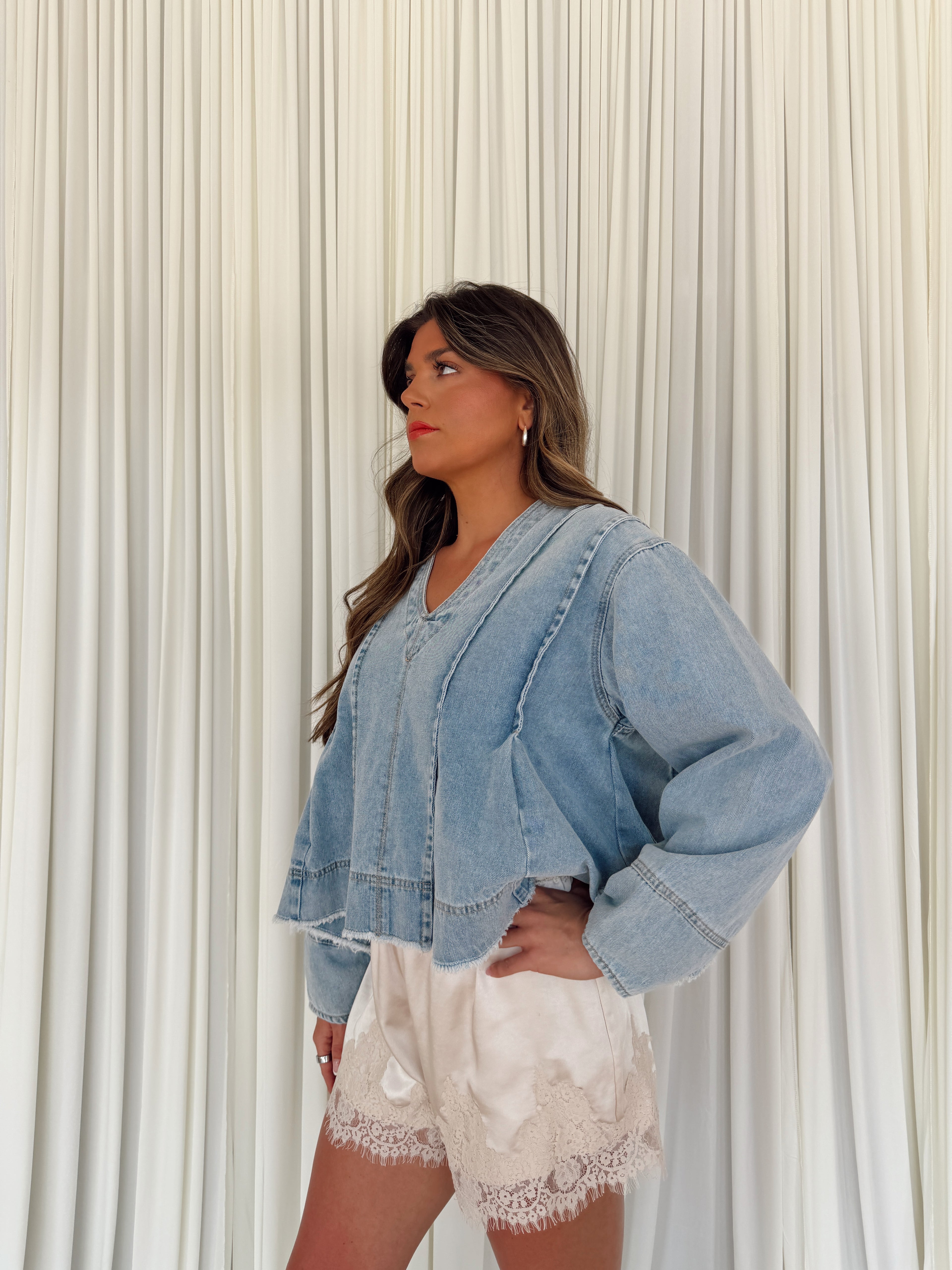 Denim Long Sleeve Top