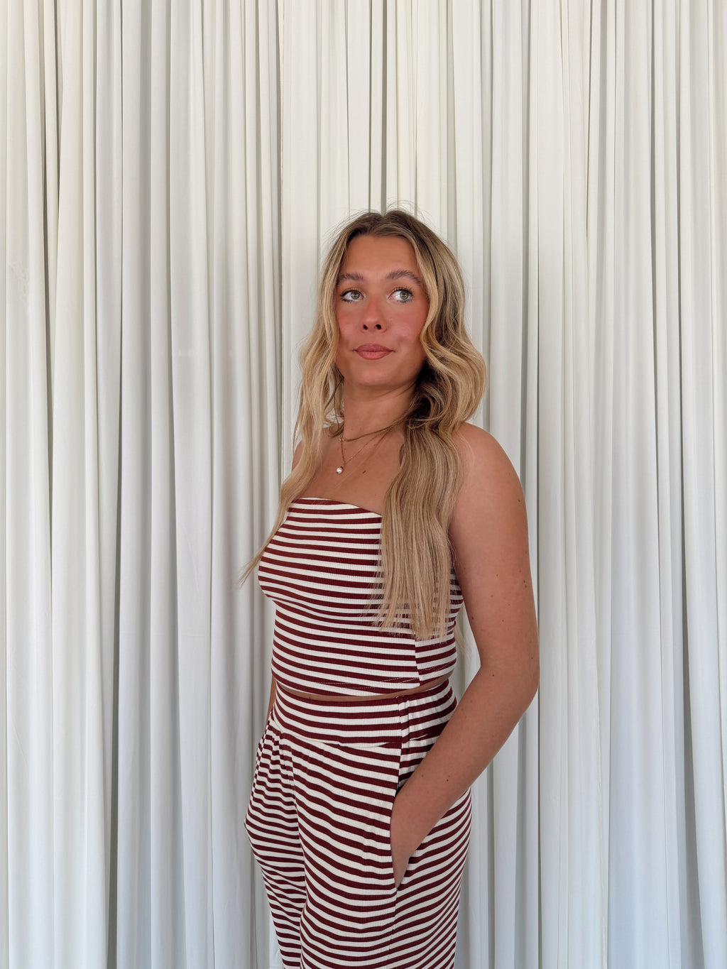 Striped Bandeau Top & Pants Set