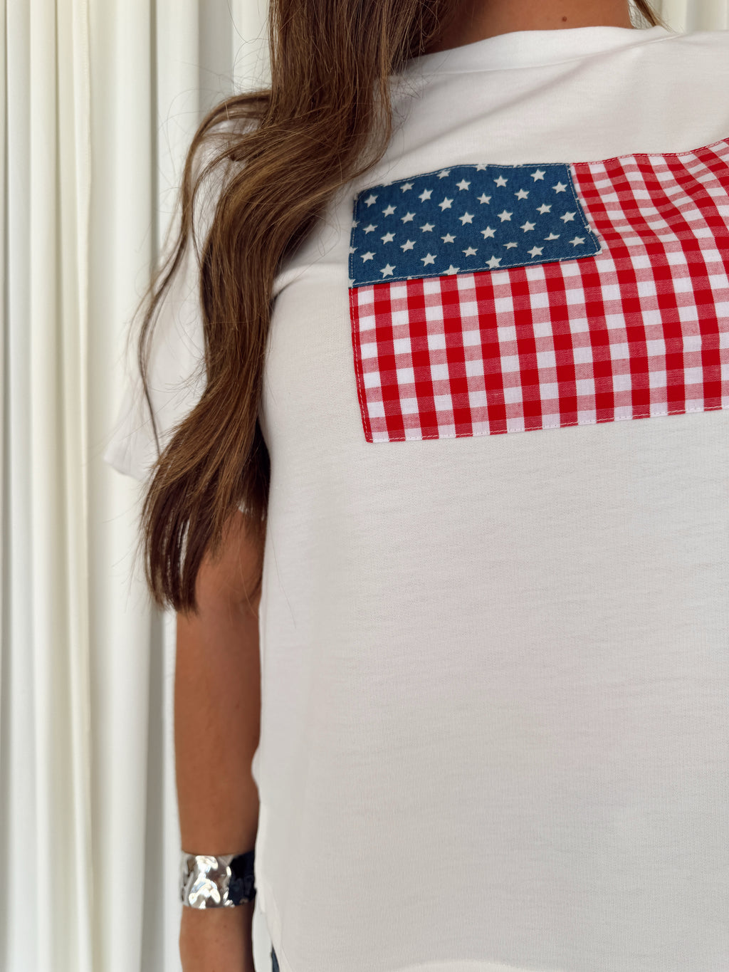 American Flag Patch Knit Top