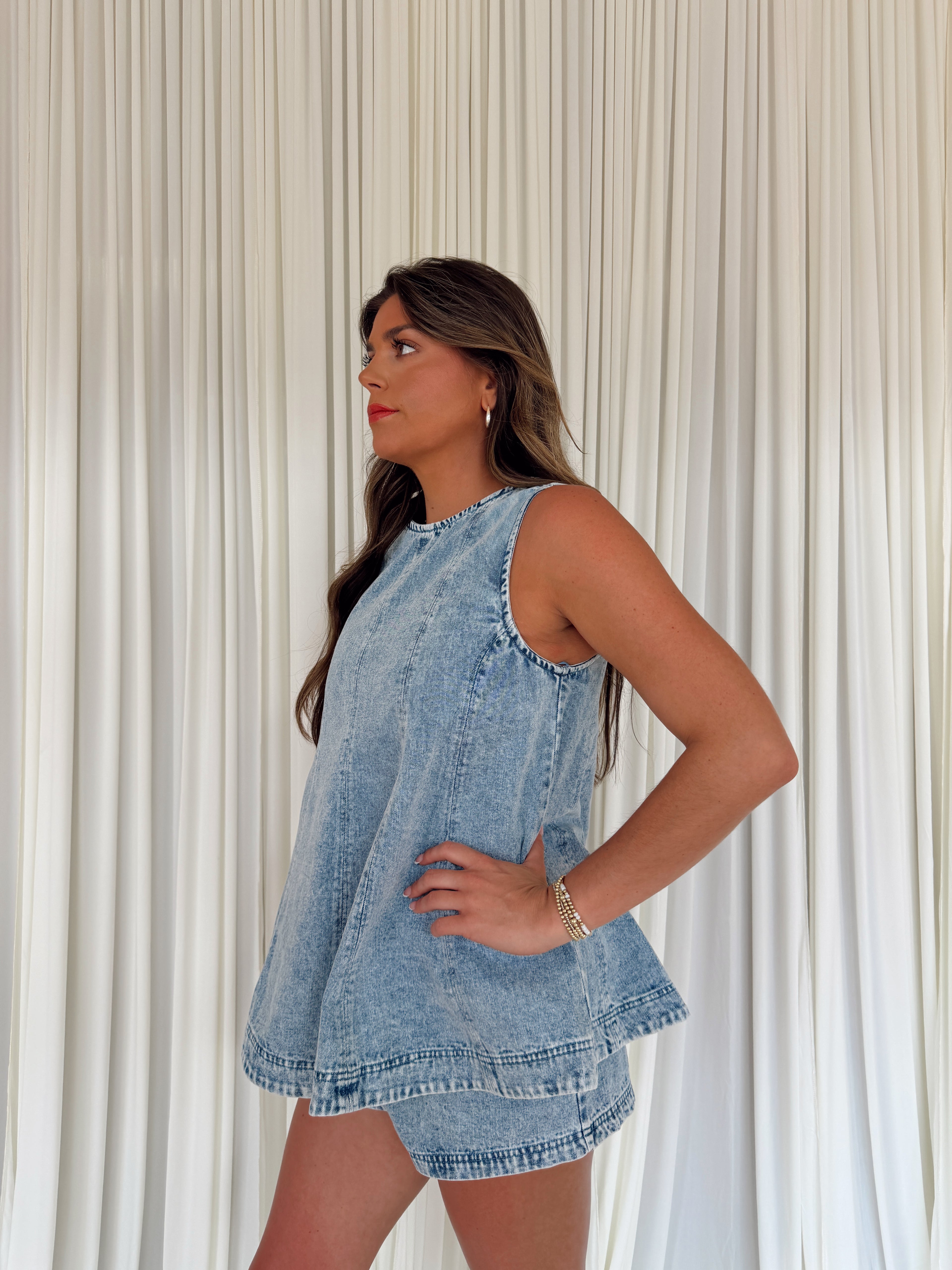 Denim Longline Sleeveless Top