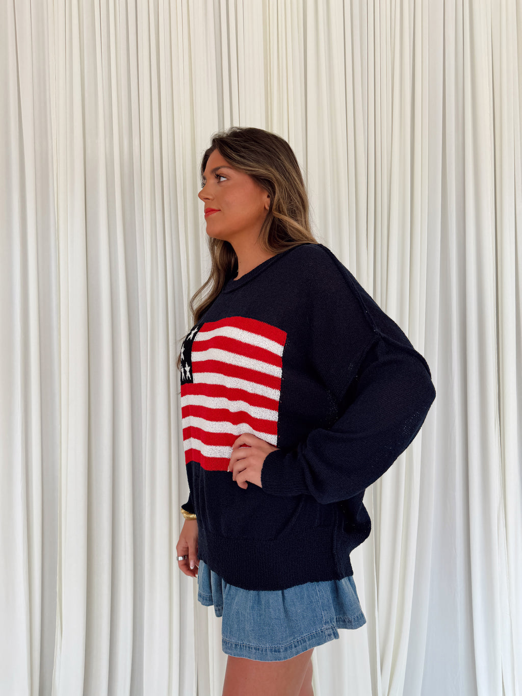 USA Flag Long Sleeve Pullover Sweater