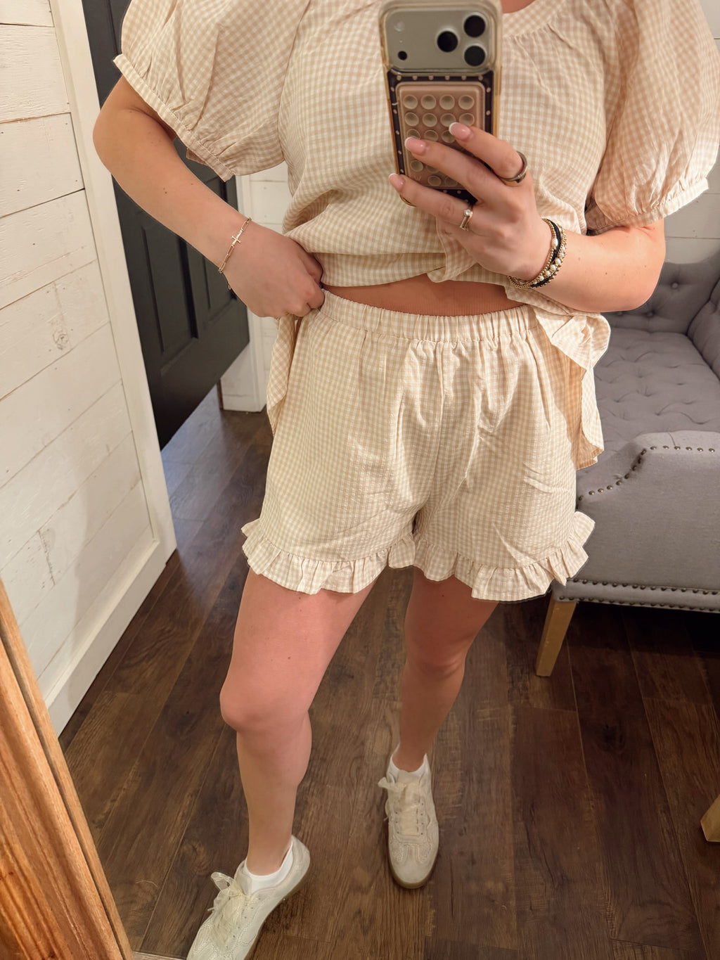 Gingham Ruffle Shorts