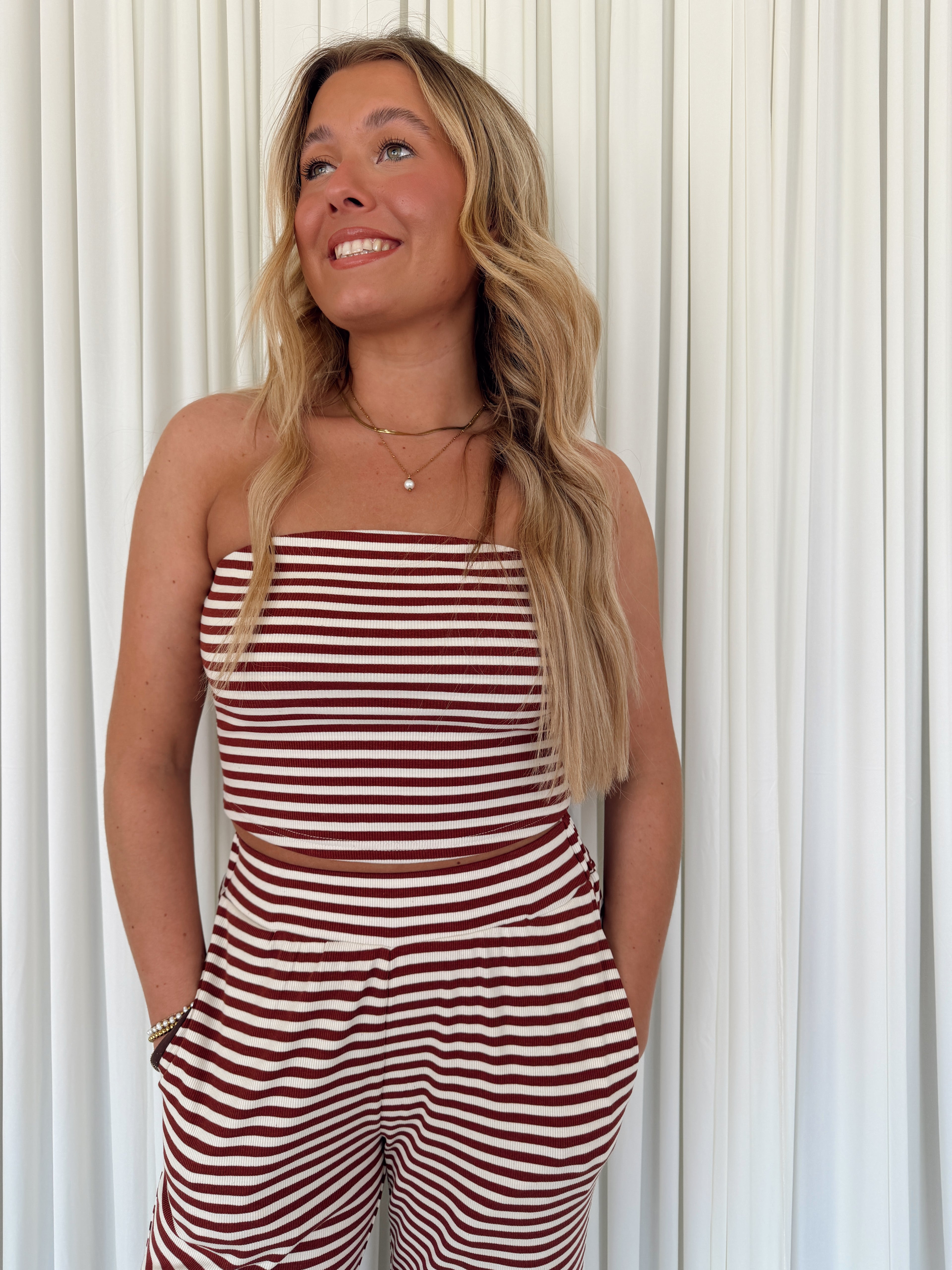 Striped Bandeau Top & Pants Set