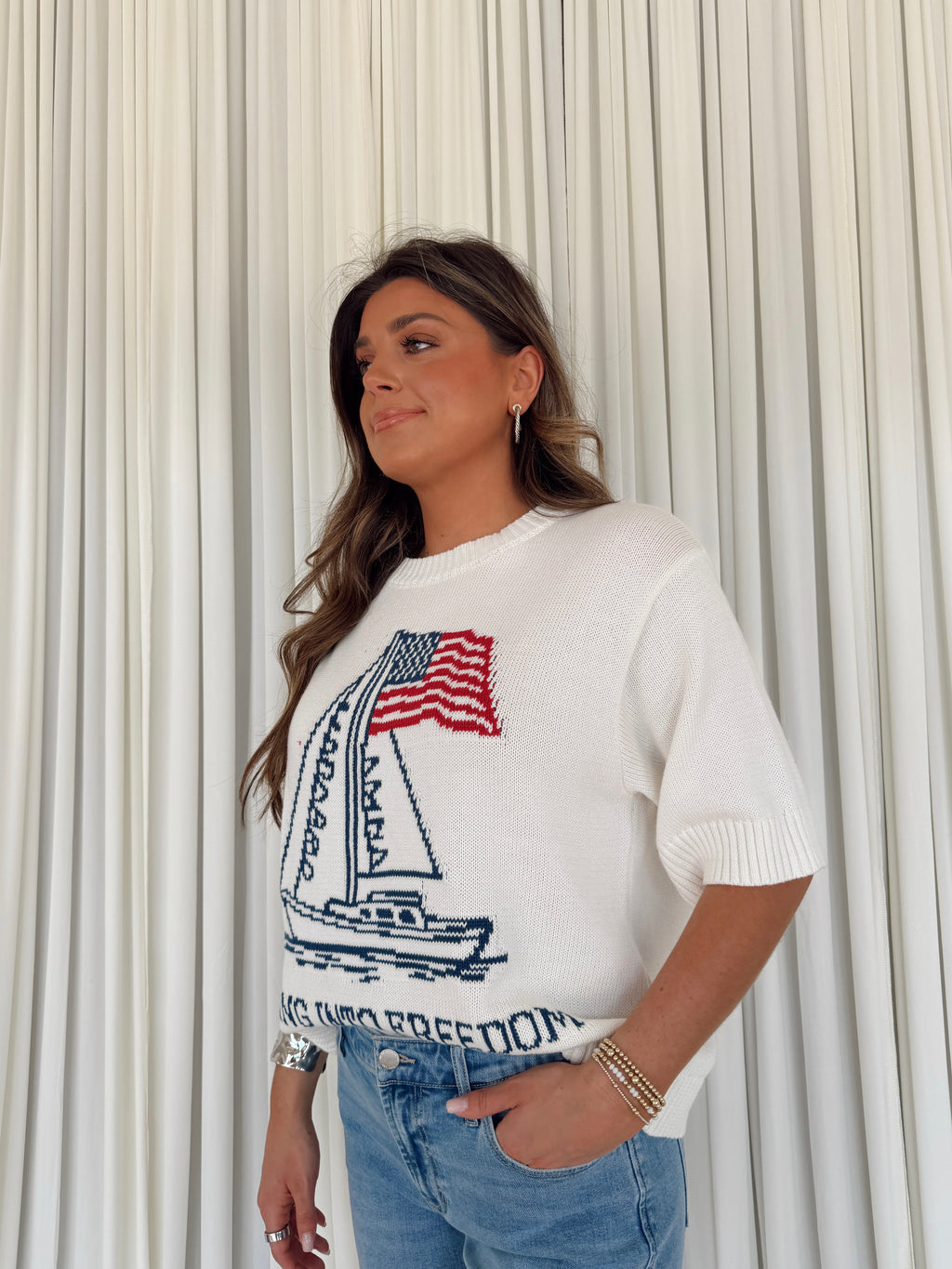 4th of July Boat & Flag Sweater