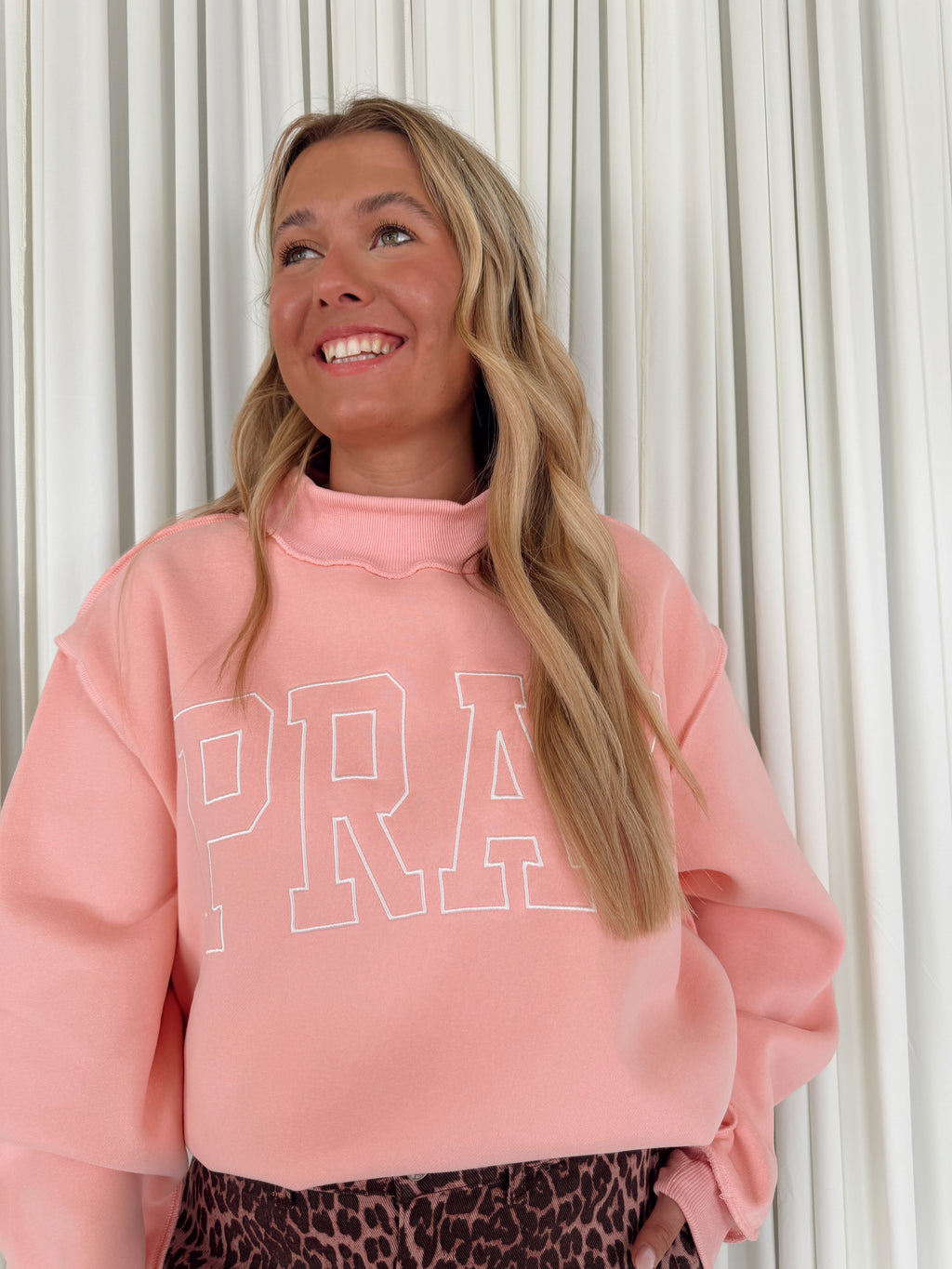 Embroidered Mock Neck Sweatshirt