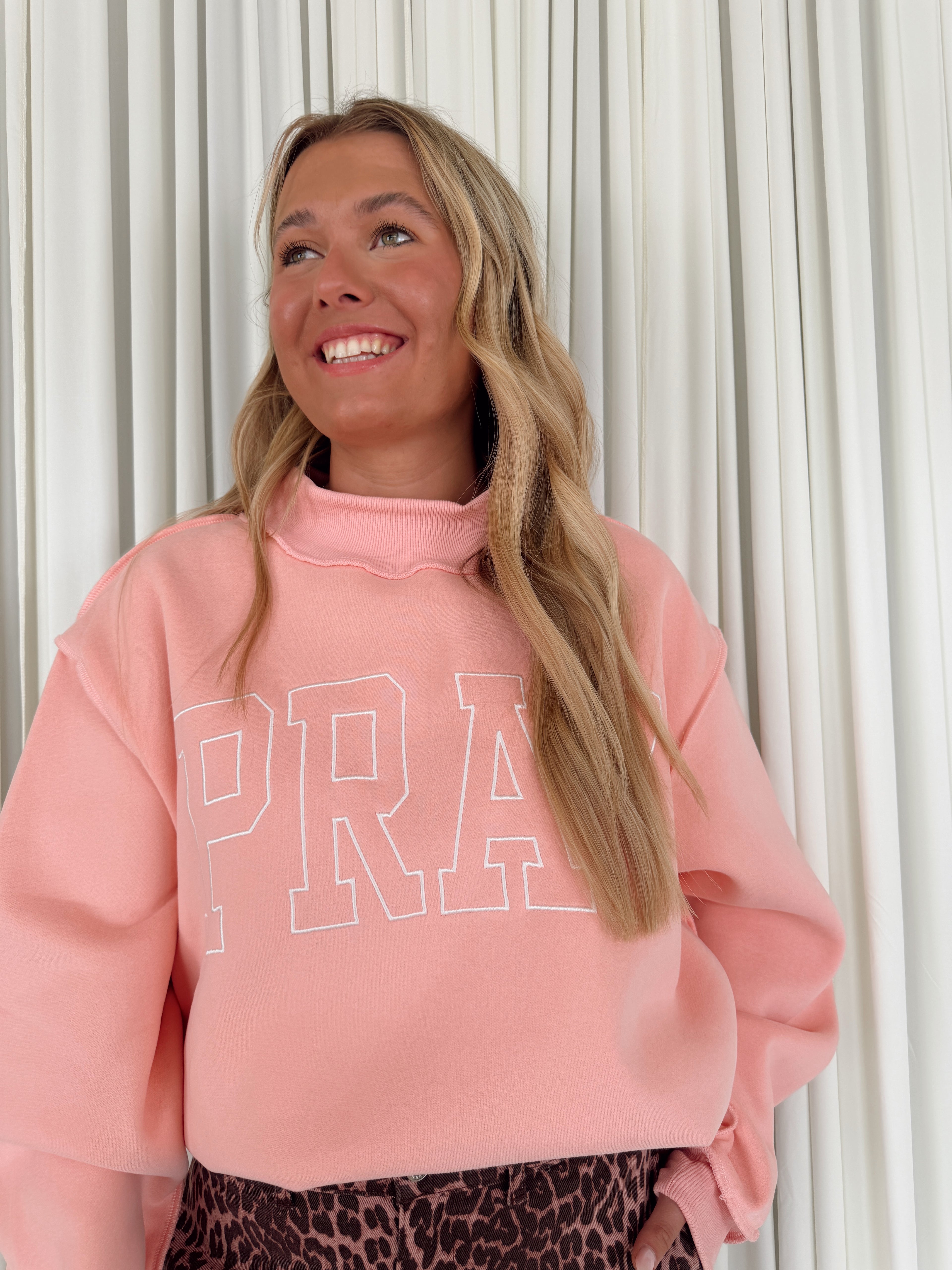 Embroidered Mock Neck Sweatshirt