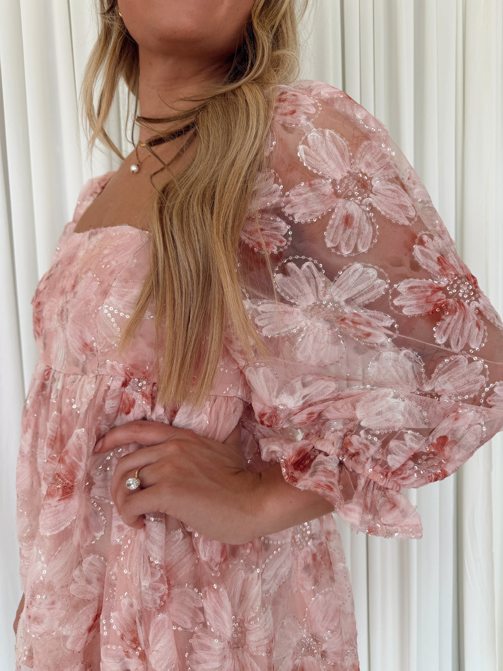 Sequin Floral Mini Dress
