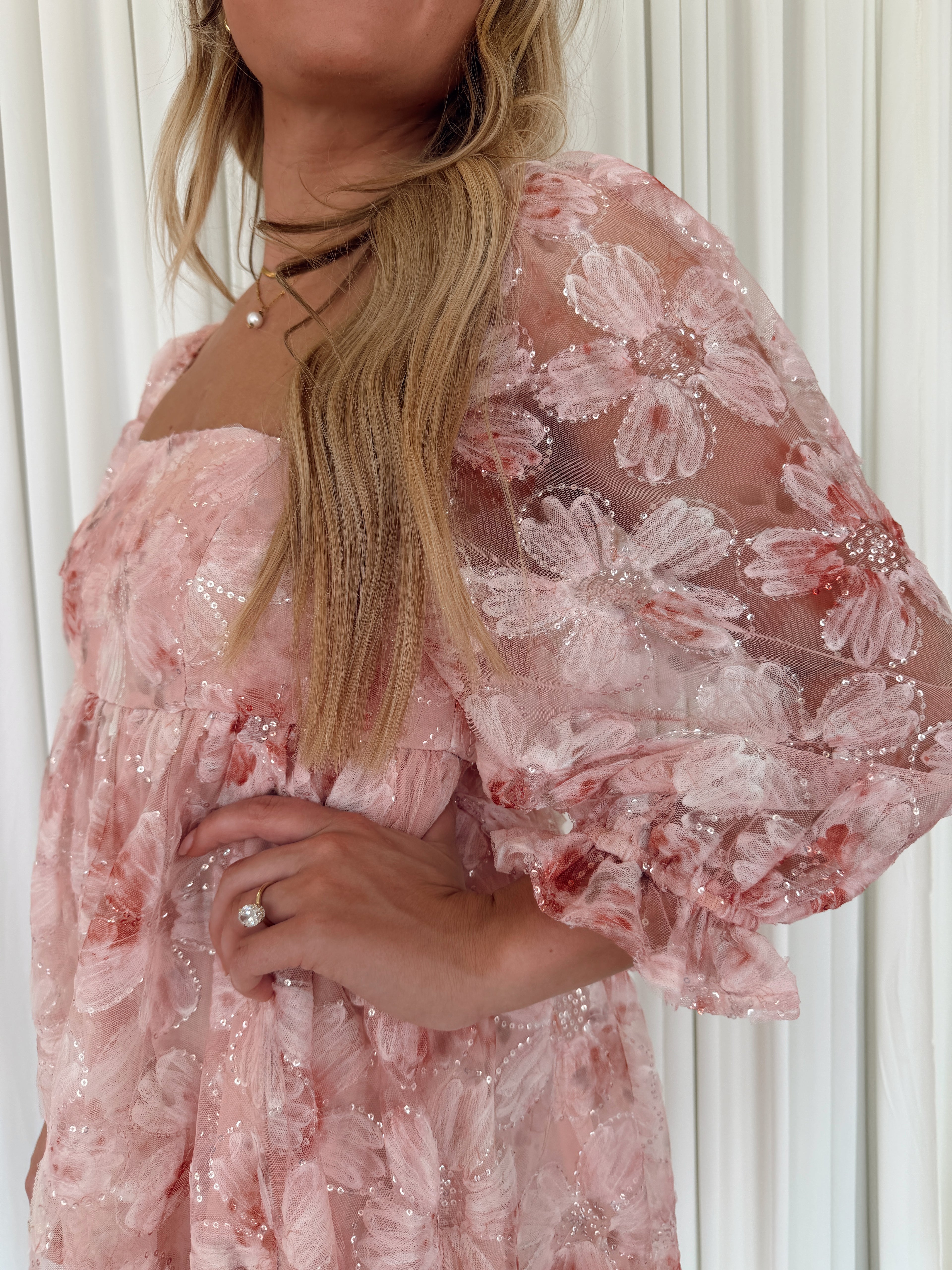 Sequin Floral Mini Dress