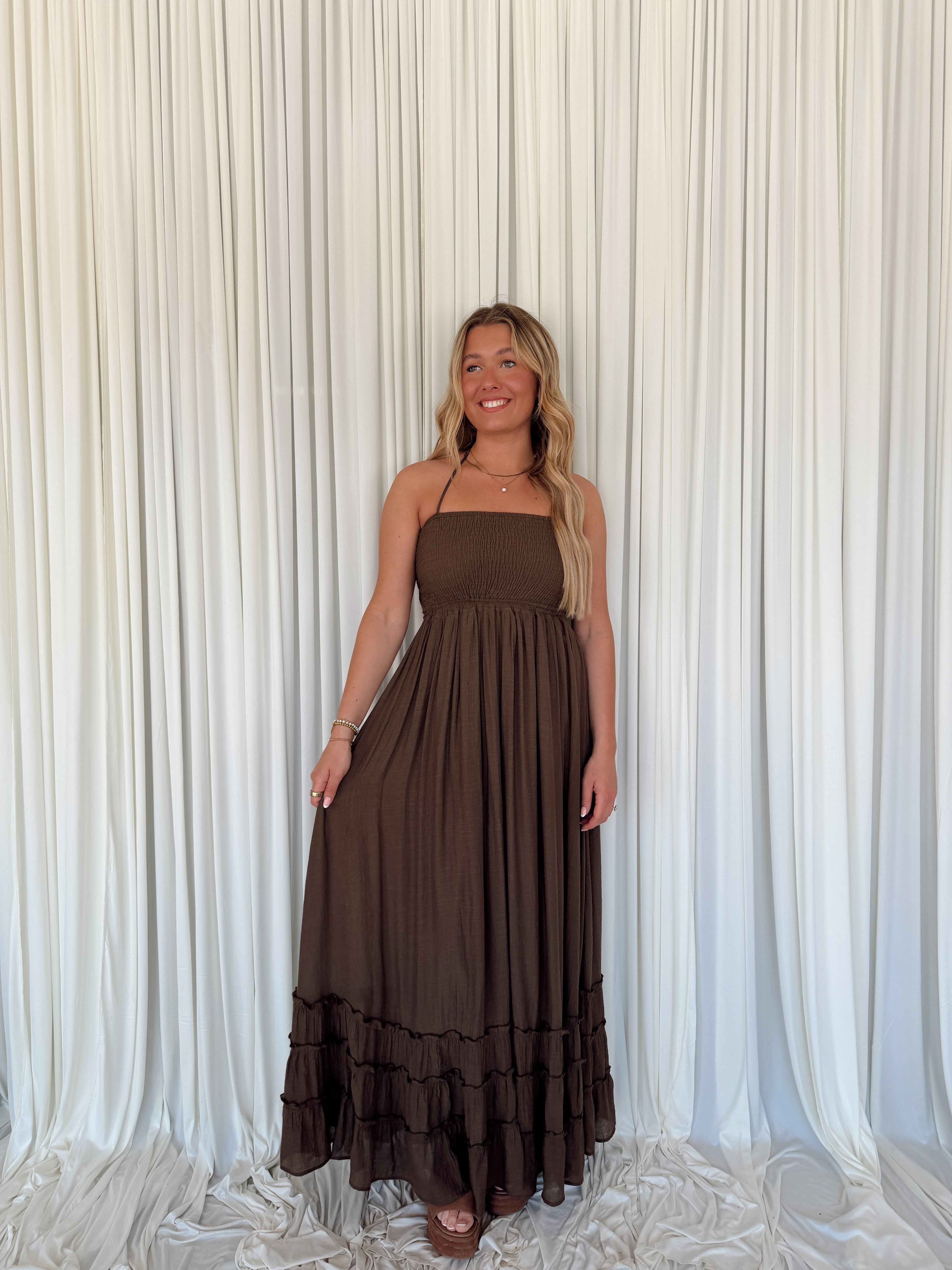Smocked Halter Maxi Dress Seven & James Smocked Halter Maxi Dress Seven & James
