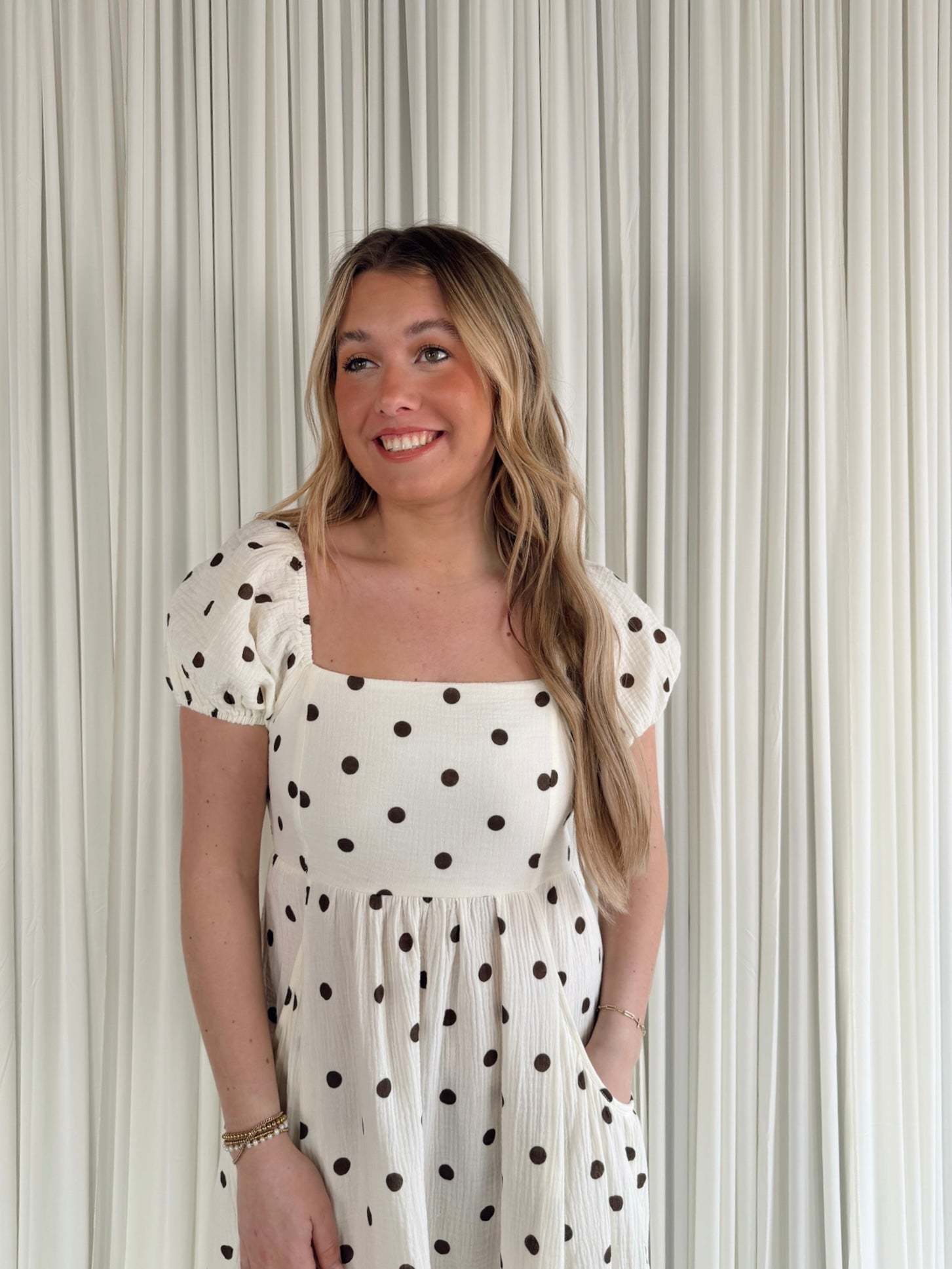 Polka Dot Cotton Midi Dress