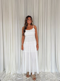 White Smocked Maxi Cotton Dress