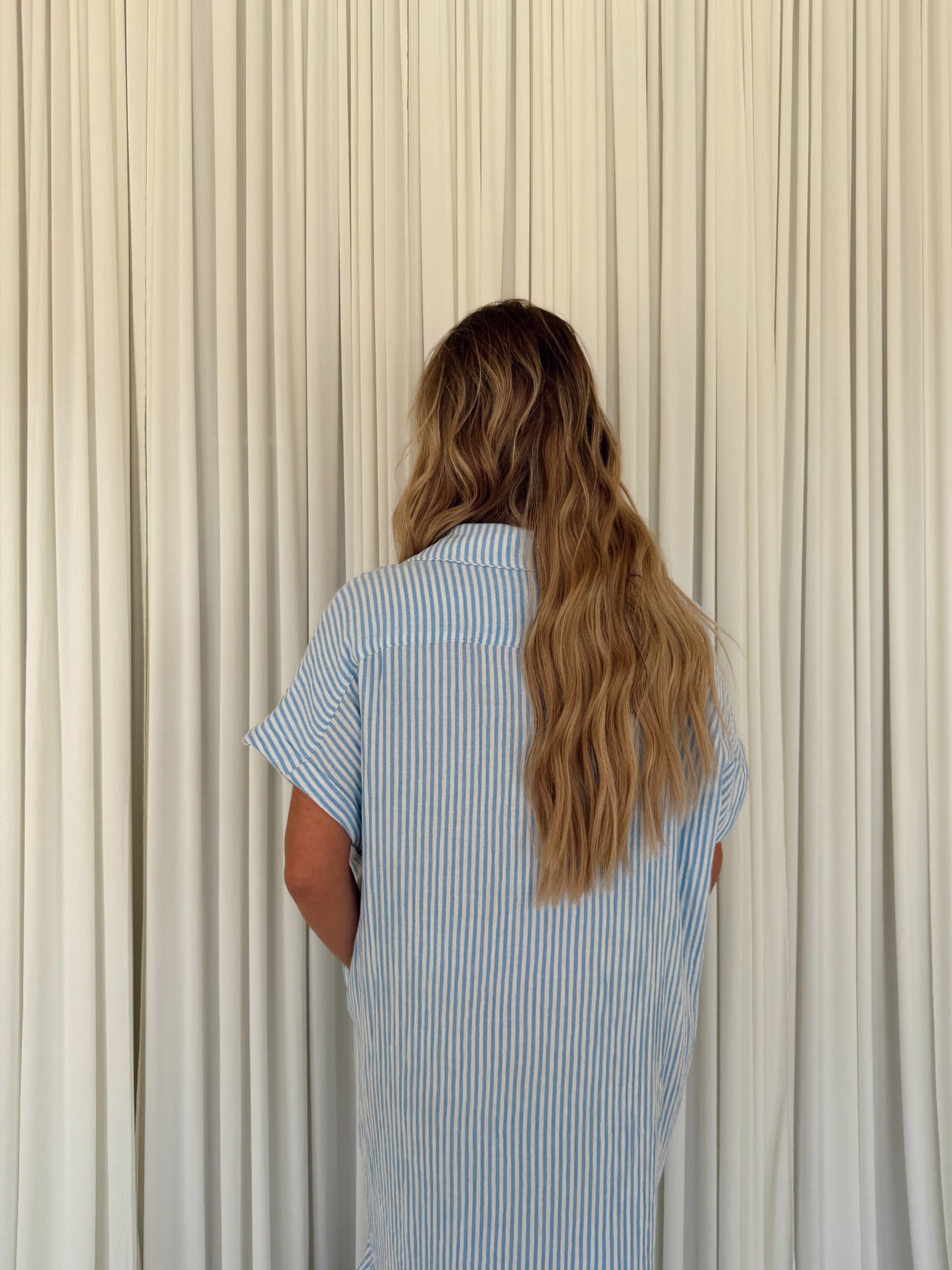 MS1314D-BGS Stripe Shirt Dress