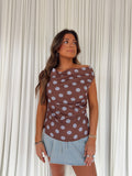 Draped Neckline Pintuck Top