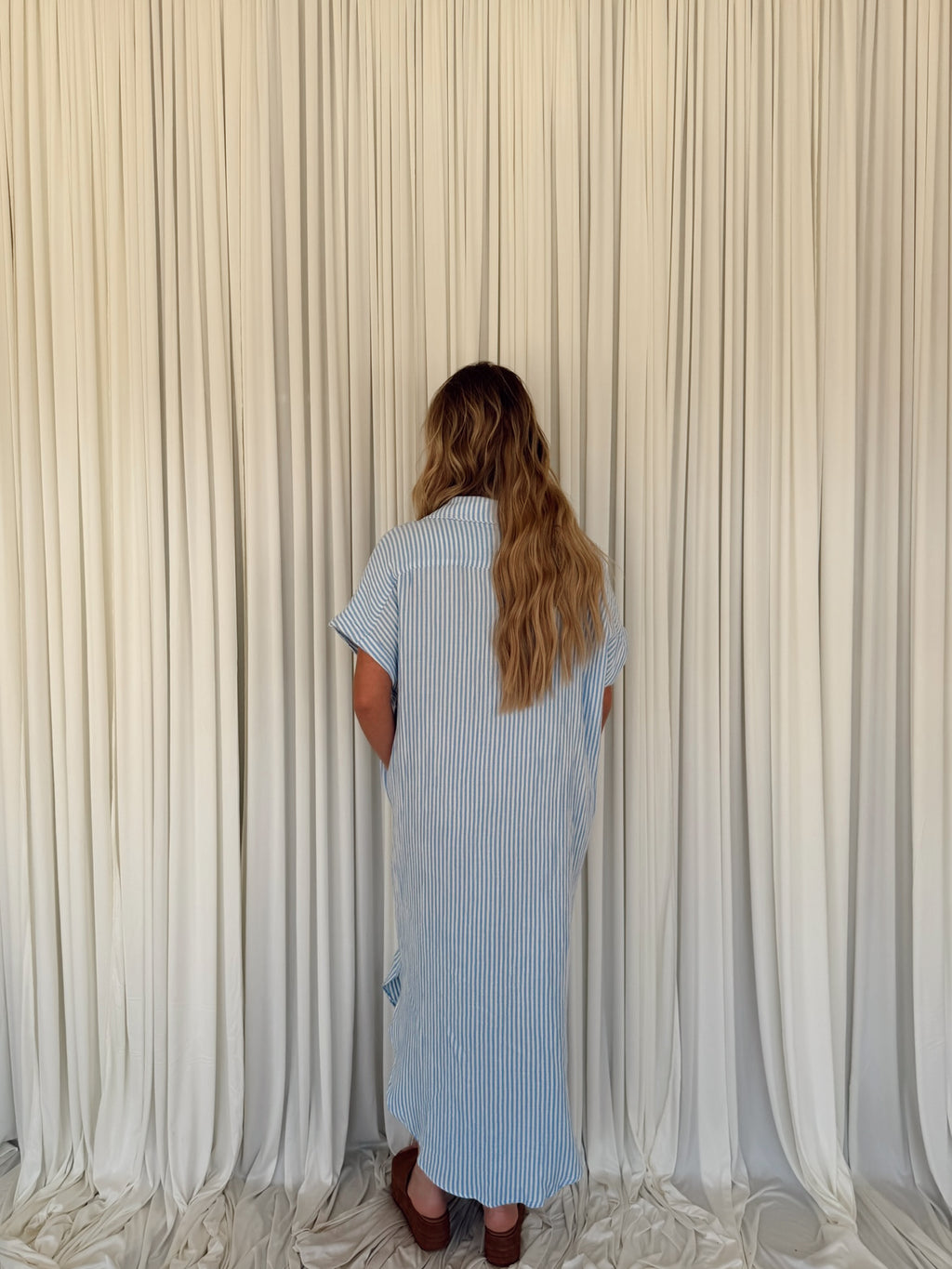 MS1314D-BGS Stripe Shirt Dress