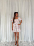 Floral Print Puff Short Sleeve Mini