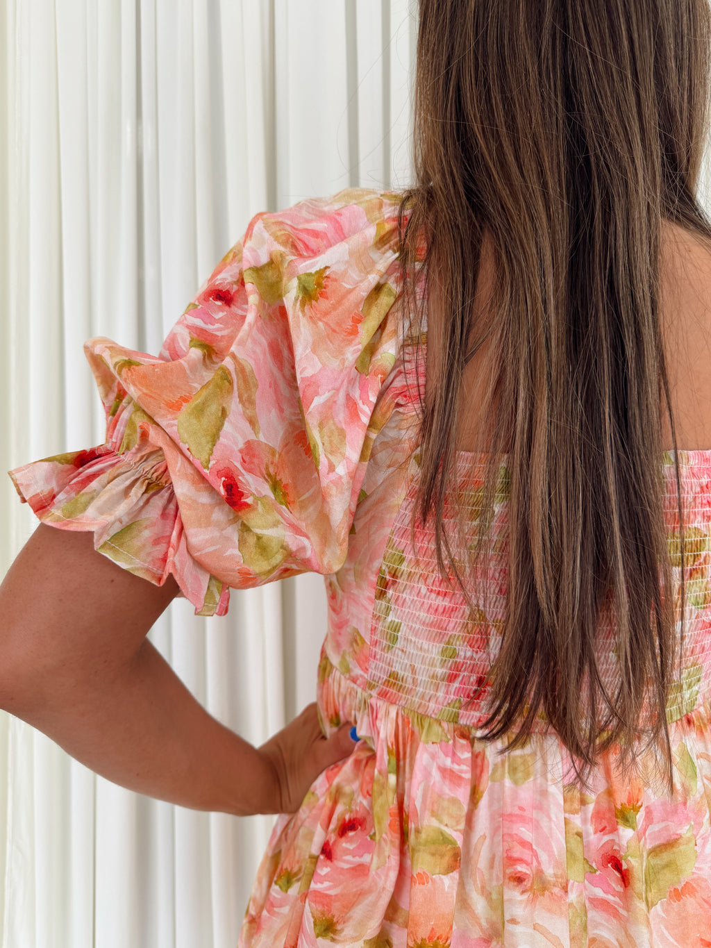 Tencel Floral Smocking Detailed Mini