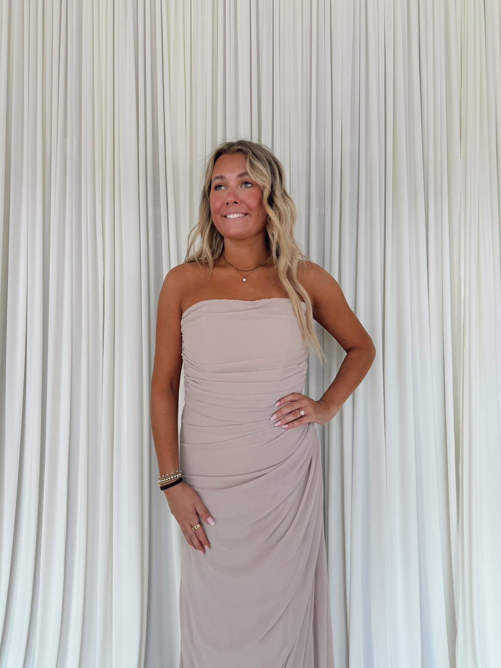 Chiffon Pintuck Maxi Dress