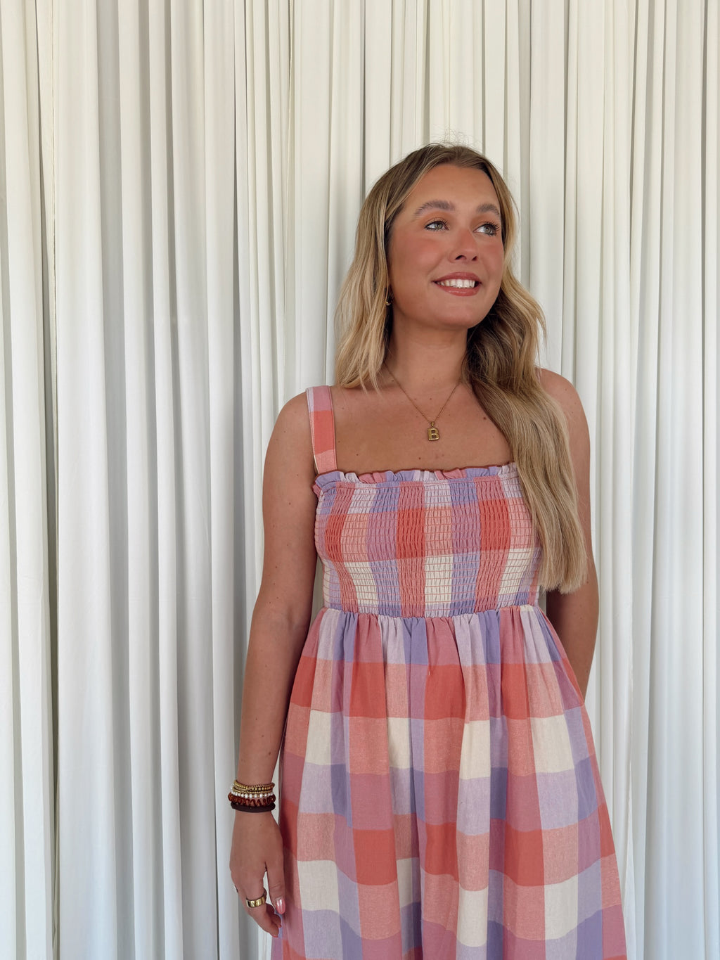 Multicolor Plaid Midi Dress