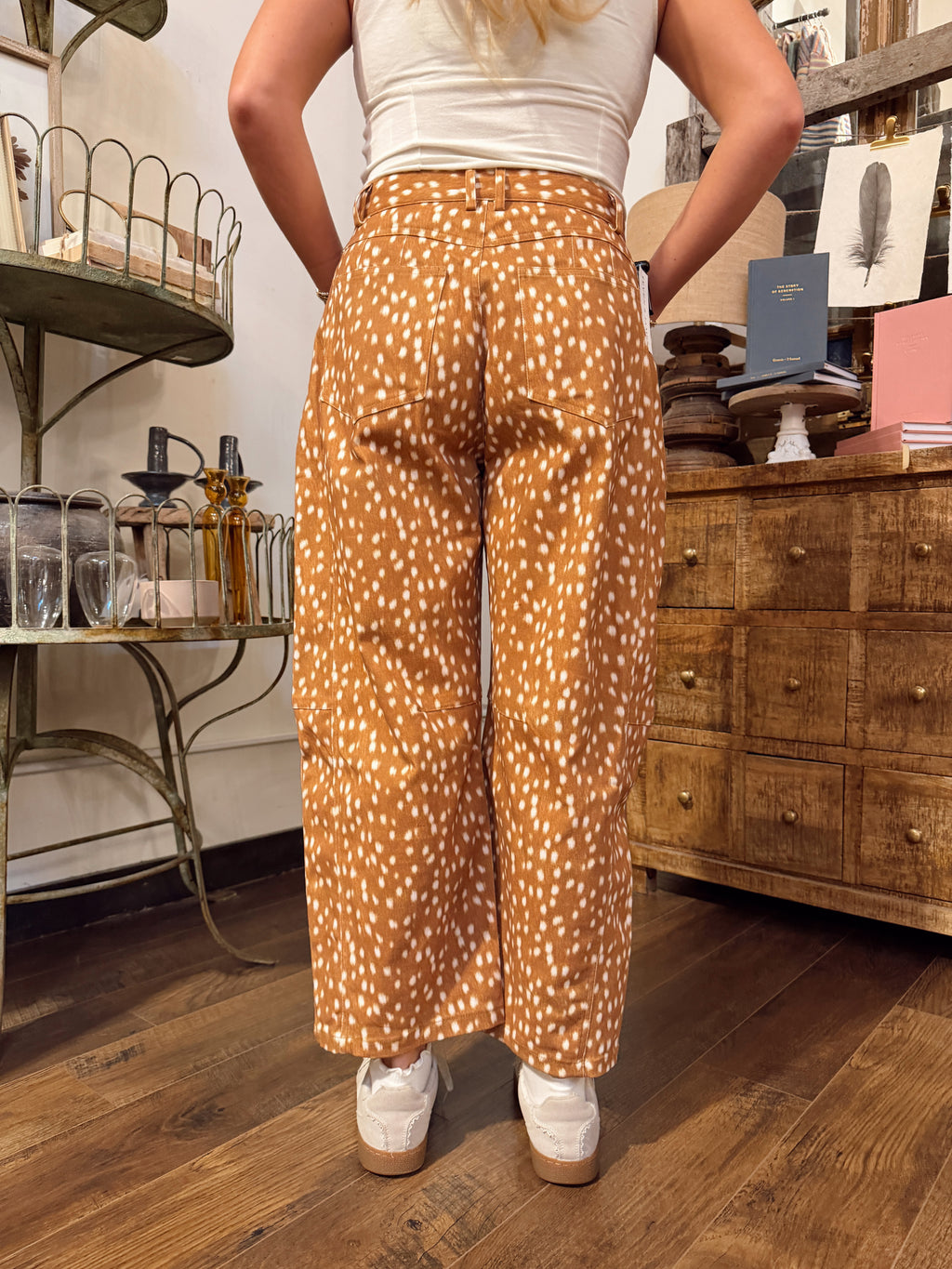 CP10398 Deer Print Barrel Jean