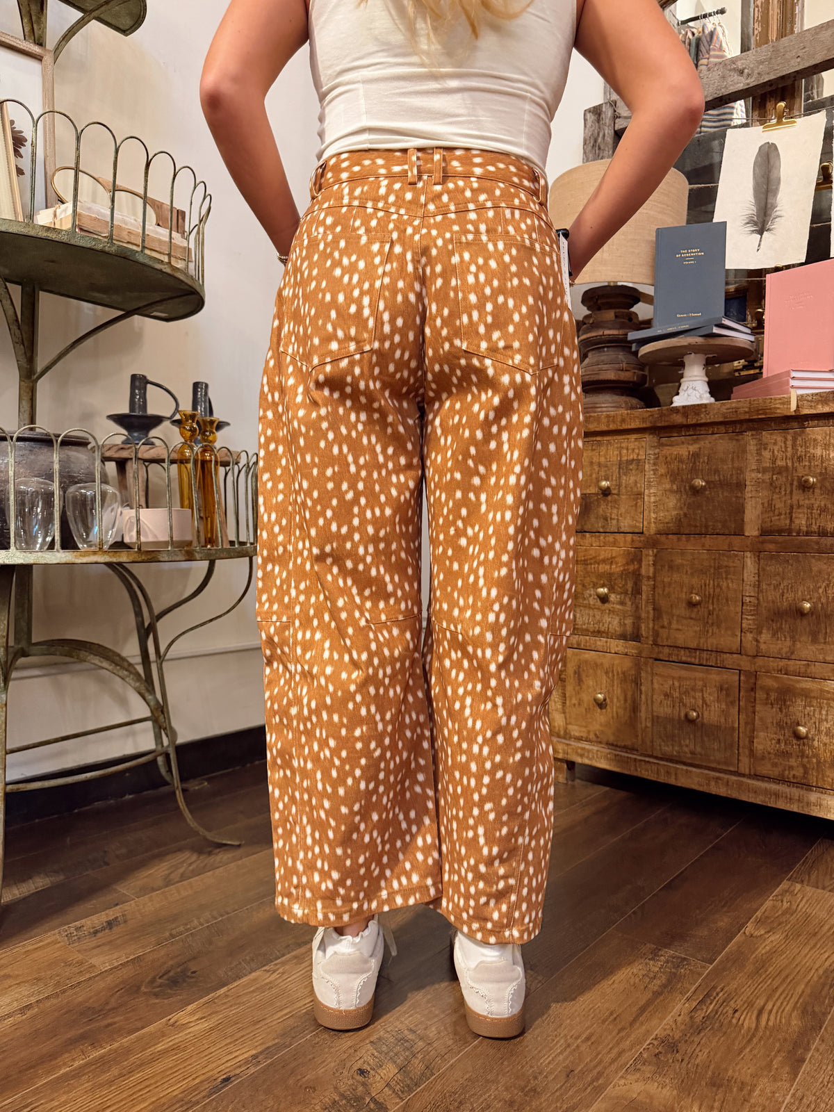 CP10398 Deer Print Barrel Jean