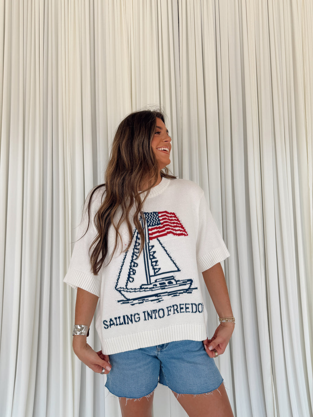 4th of July Boat & Flag Sweater