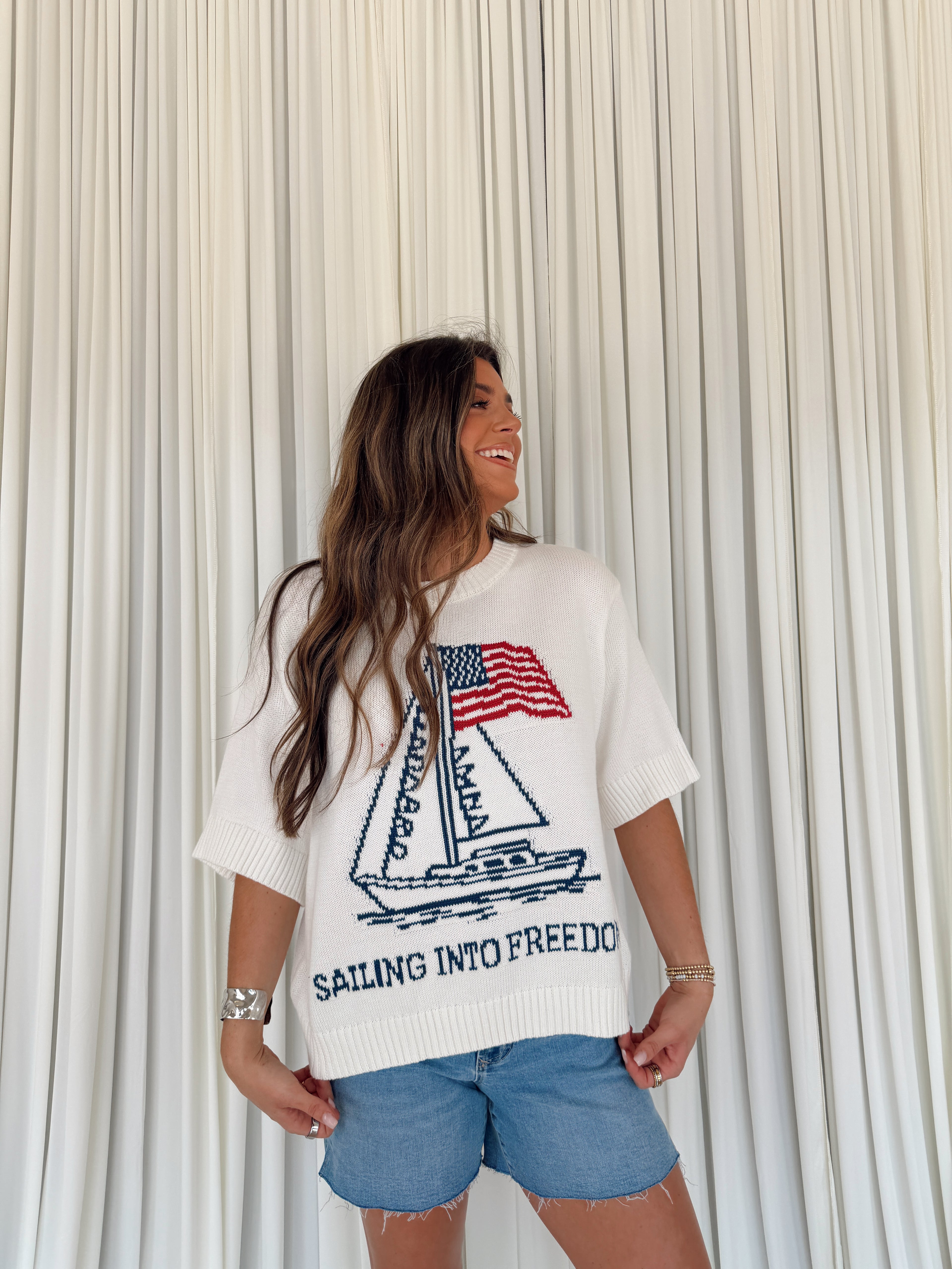 4th of July Boat & Flag Sweater
