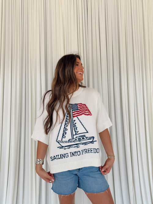 4th of July Boat & Flag Sweater
