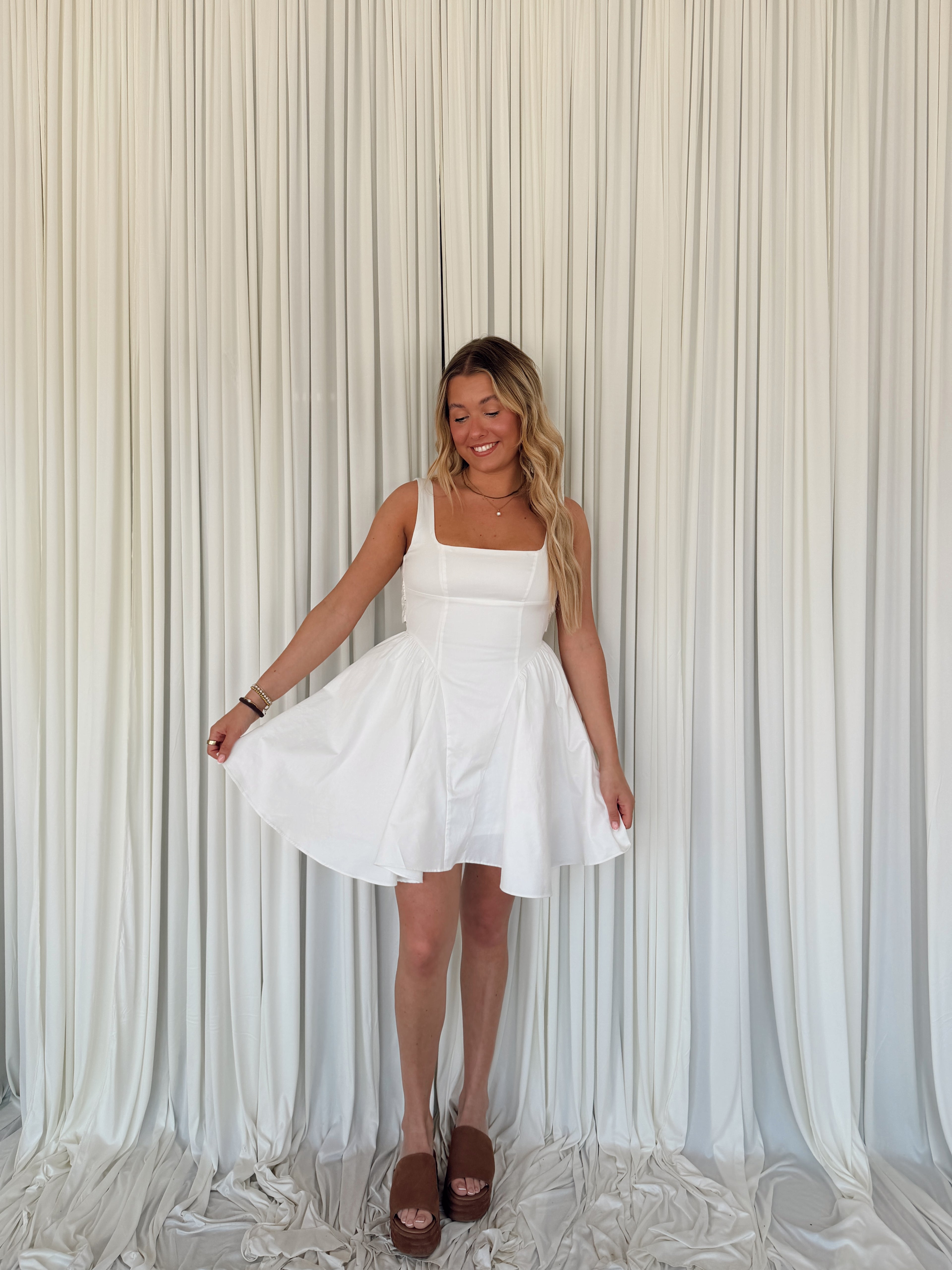 Ribbon Back Tie Mini Dress