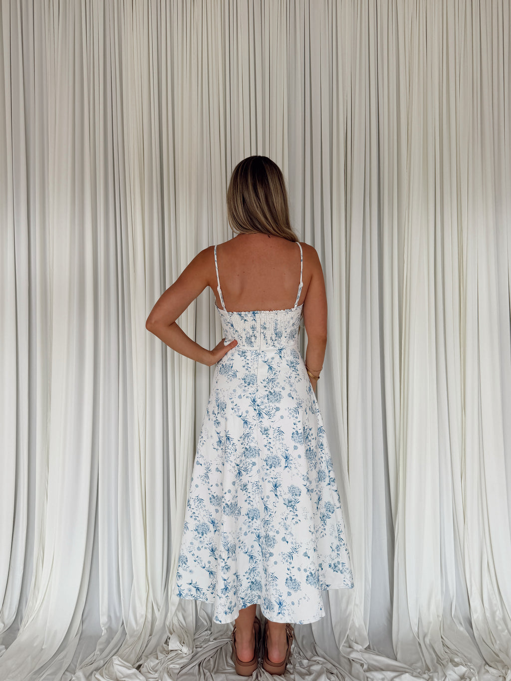 Floral Twill Midi Dress