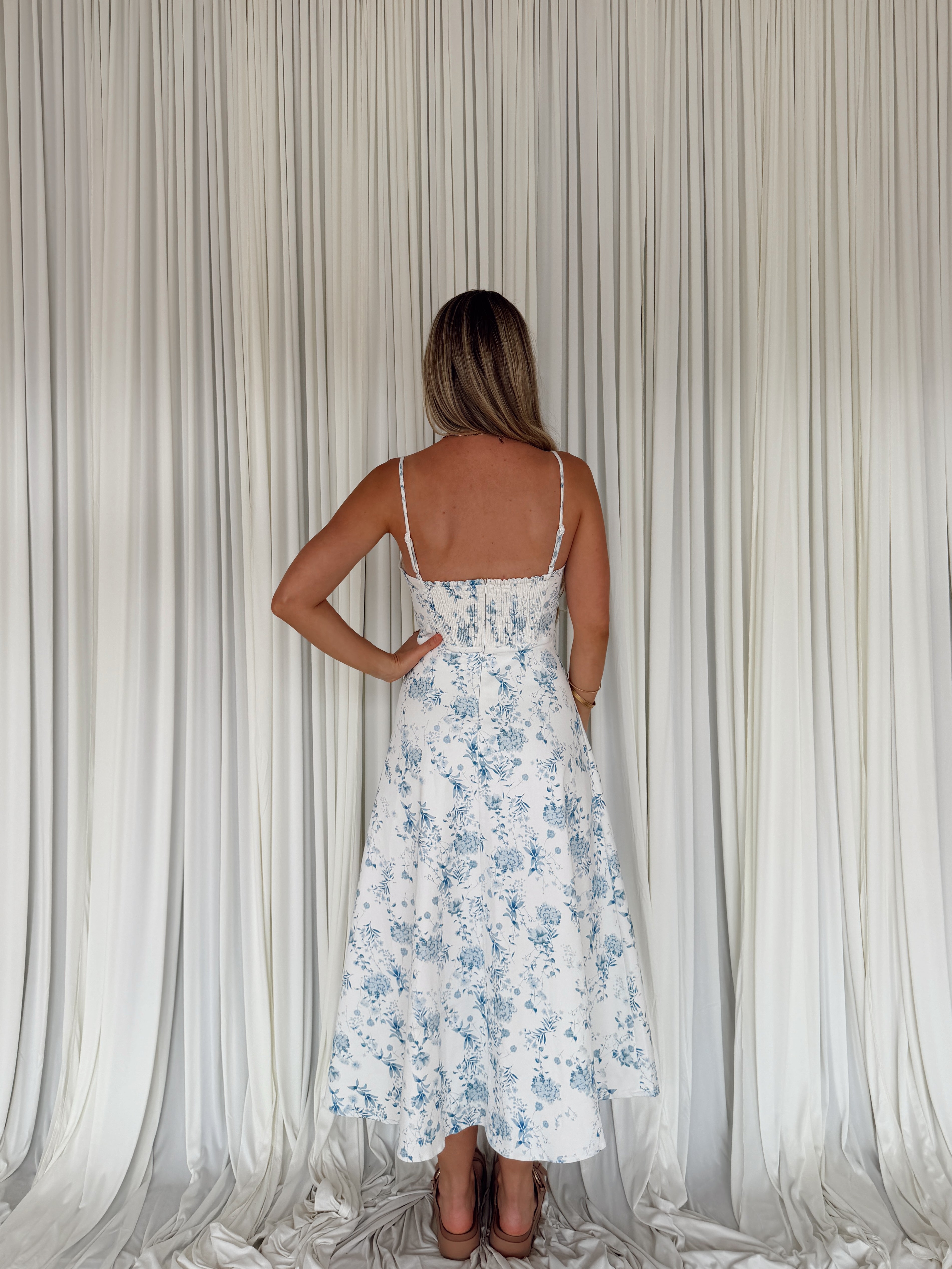 Floral Twill Midi Dress