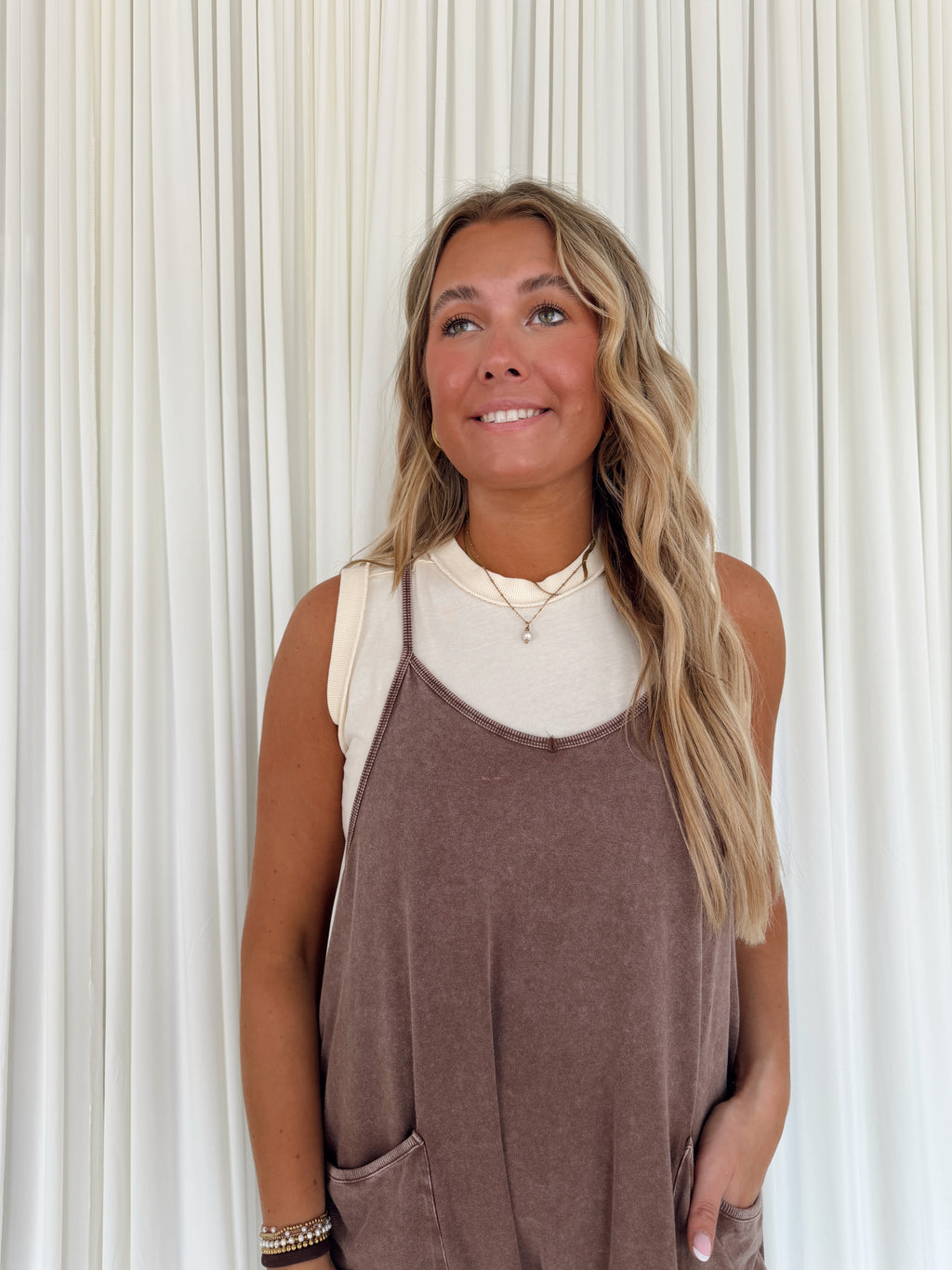 Mineral Wash Spaghetti Strap Jumpsuit