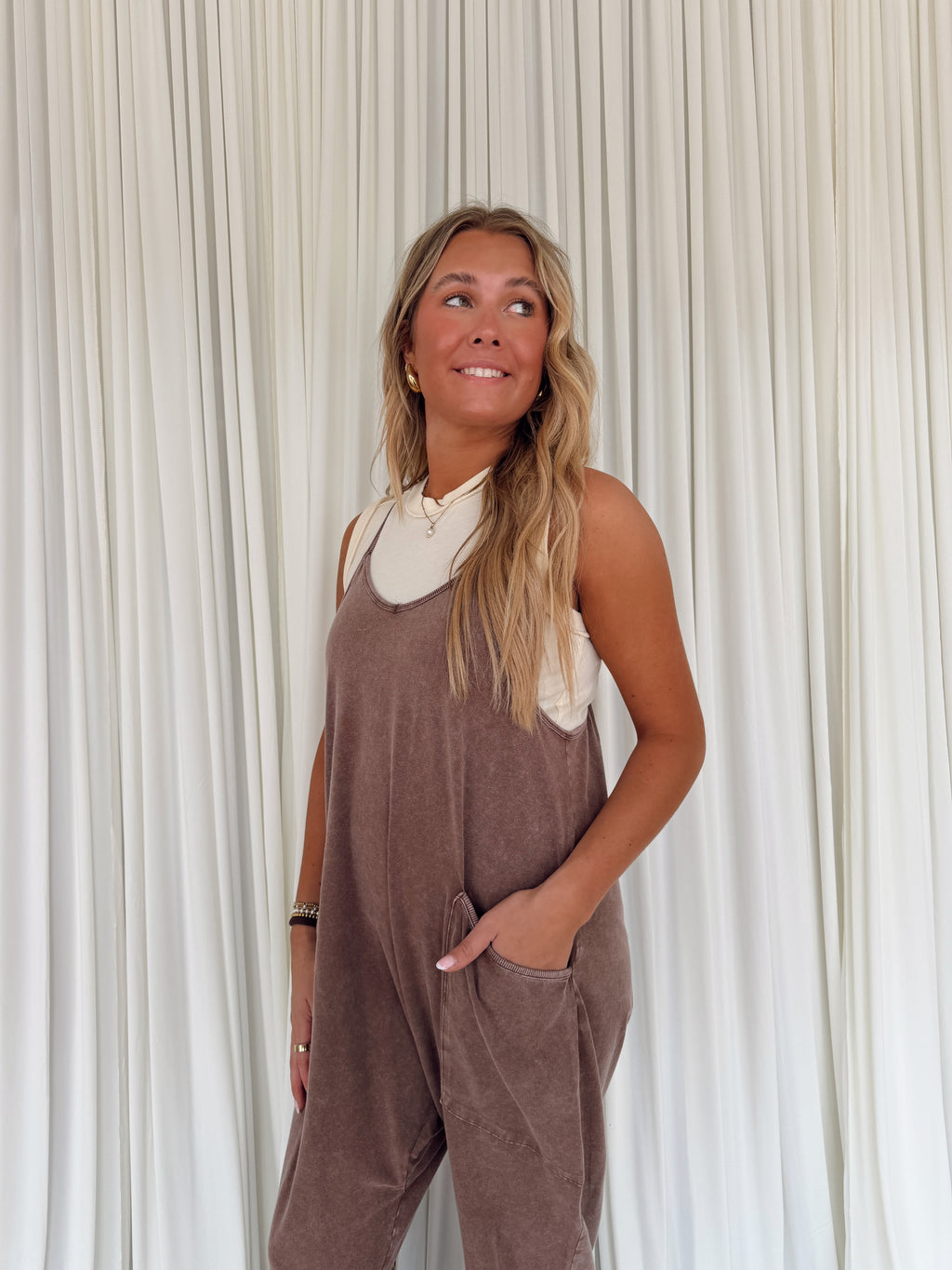 Mineral Wash Spaghetti Strap Jumpsuit