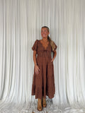 Linen Lace Bubble Sleeve Maxi