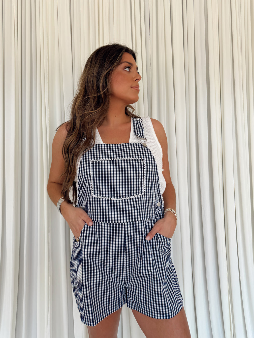 Gingham Printed Sleeveless Romper