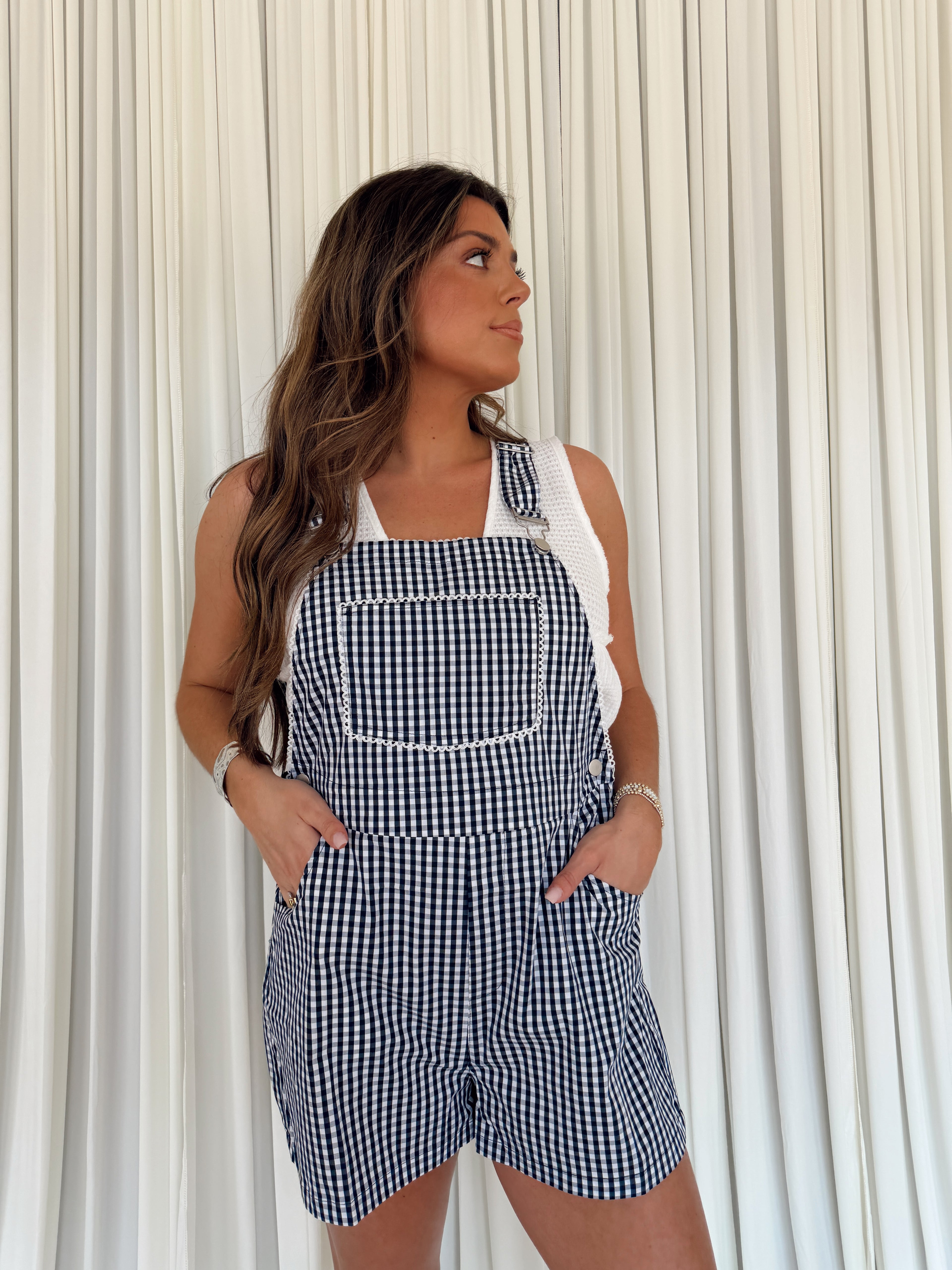 Gingham Printed Sleeveless Romper