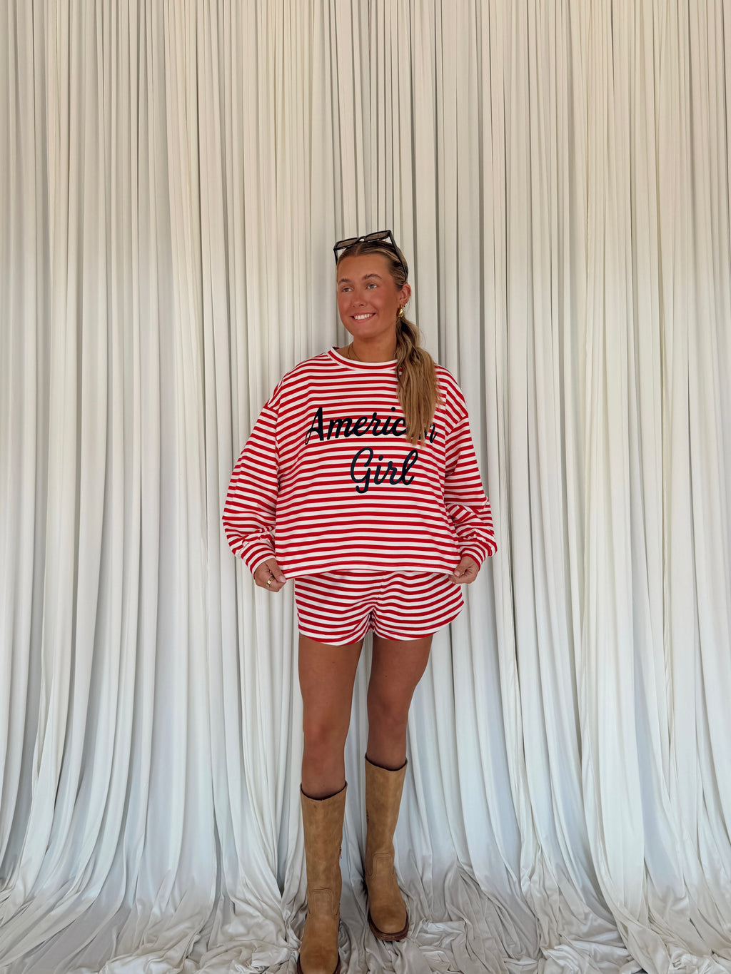 Comfy Elastic Waist Striped Knit Shorts